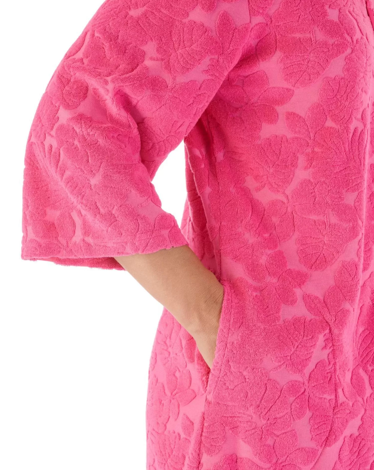 Slenderella Dressing Gowns | 42" Floral Embossed Zip Dressing Gown - Raspberry