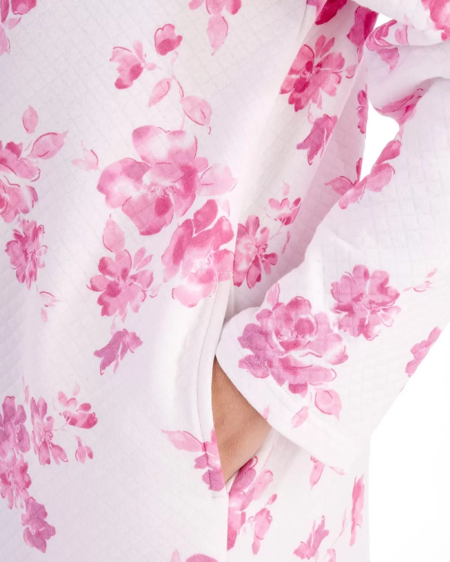 Slenderella Dressing Gowns | 45" Floral Mock Quilt Zip Dressing Gown - Pink