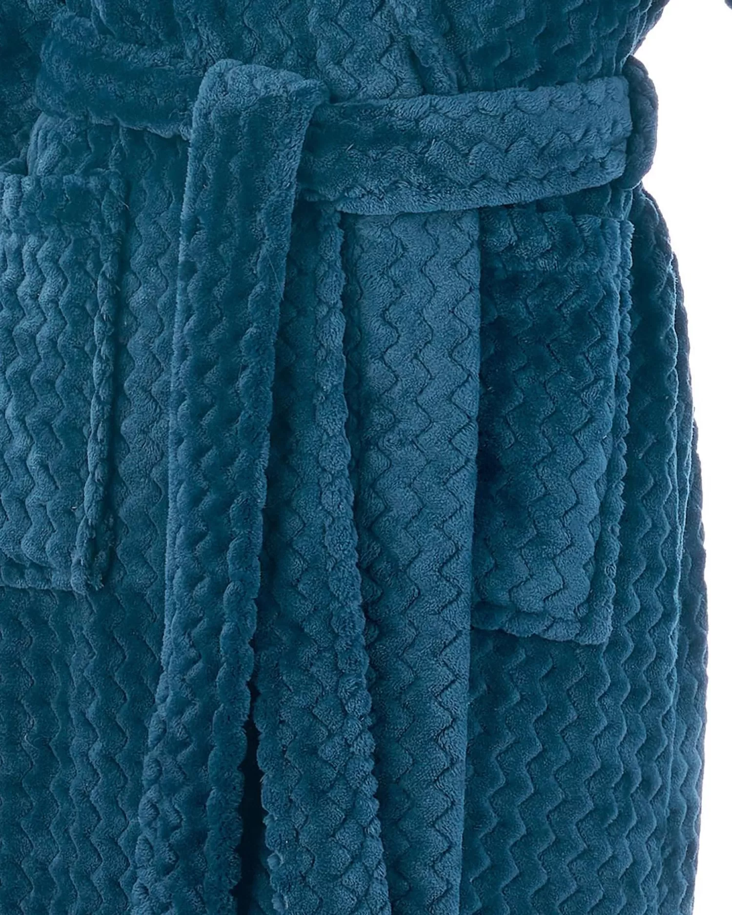 Slenderella Dressing Gowns | 46" Chevron Embossed Fleece Wrap Dressing Gown - Teal