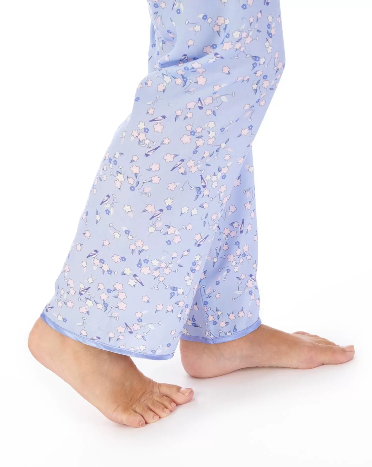 Slenderella Pyjamas | Blossom Print Woven Button Pyjamas - Blue