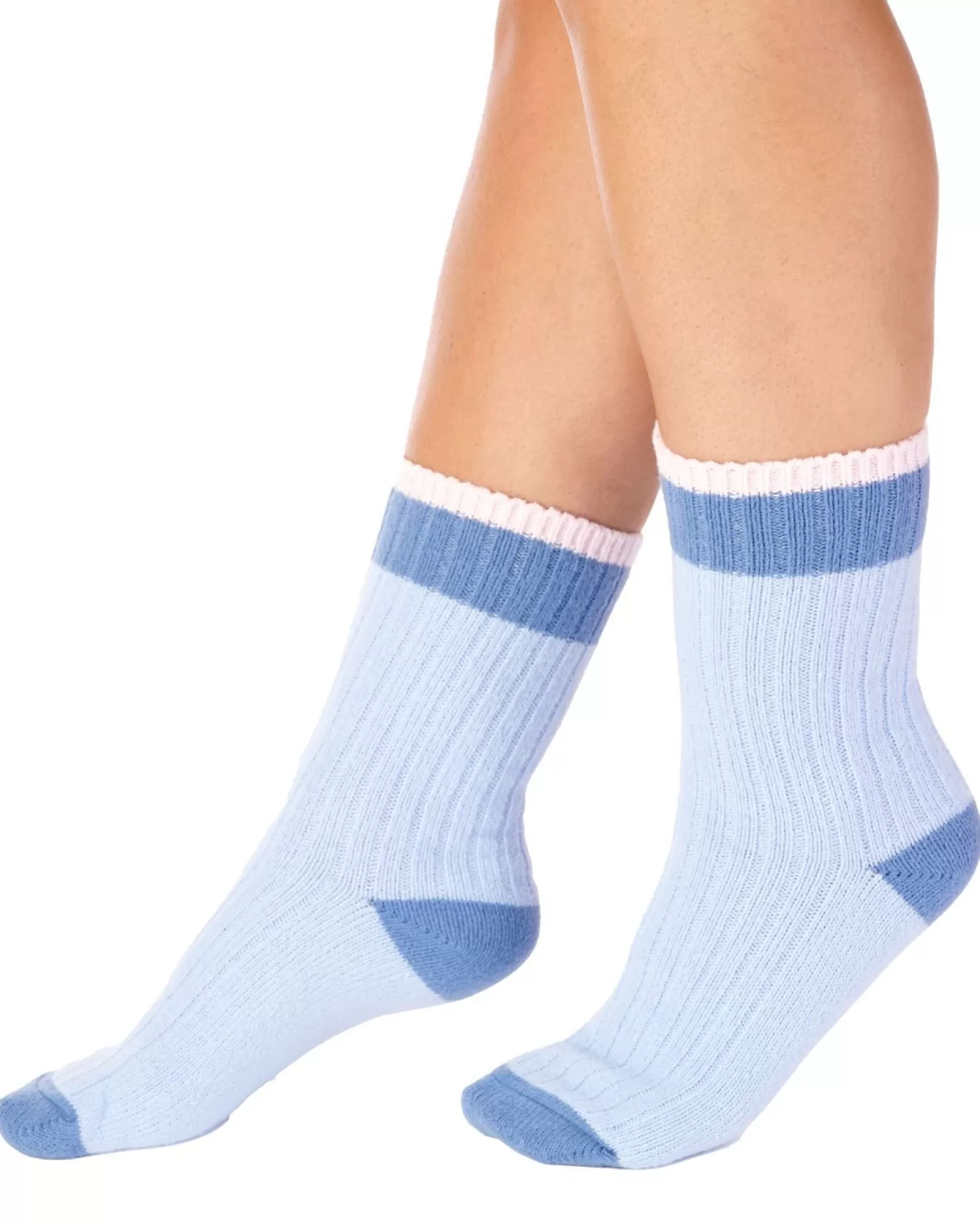 Slenderella Socks | Classic Rib Bed Socks - Blue