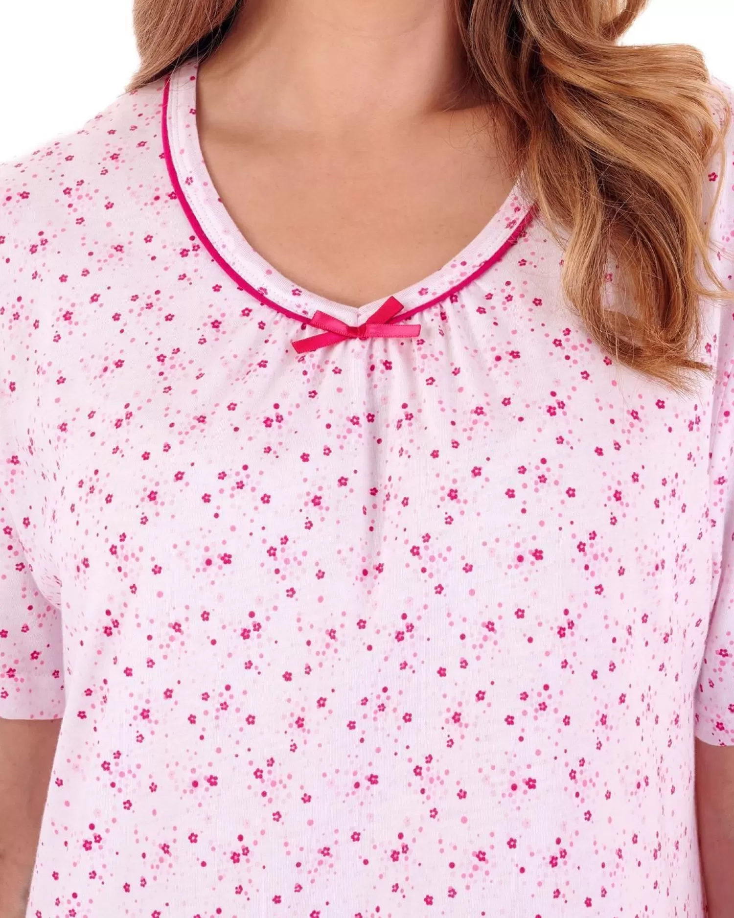 Slenderella Nighties | Ditsy Floral 38" Jersey Nightie - Pink