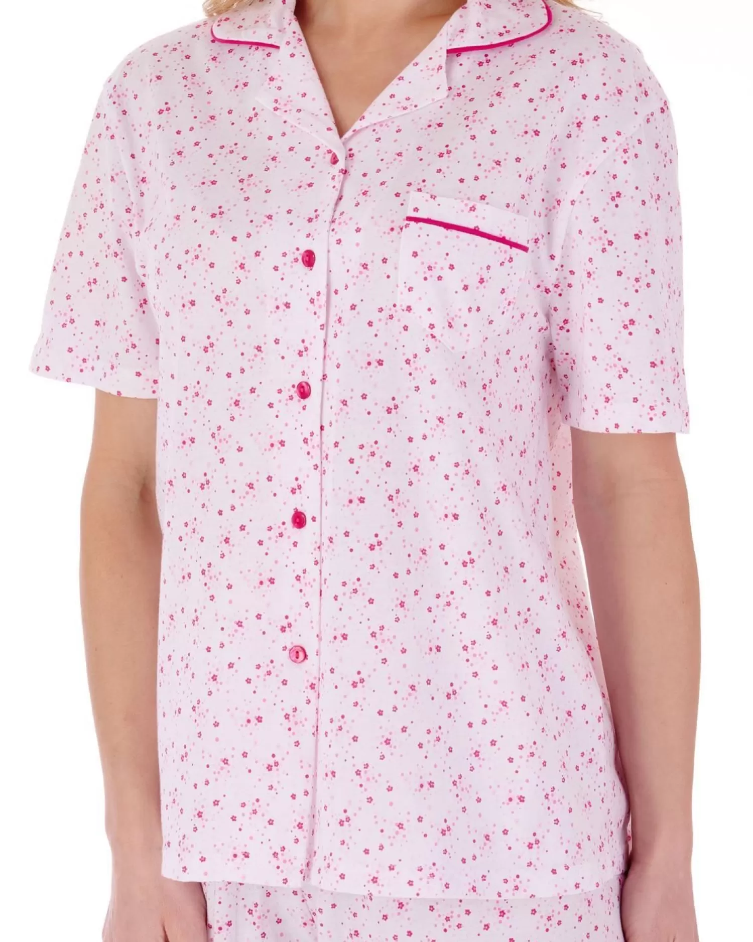 Slenderella Pyjamas | Ditsy Floral Jersey Pyjamas - Pink