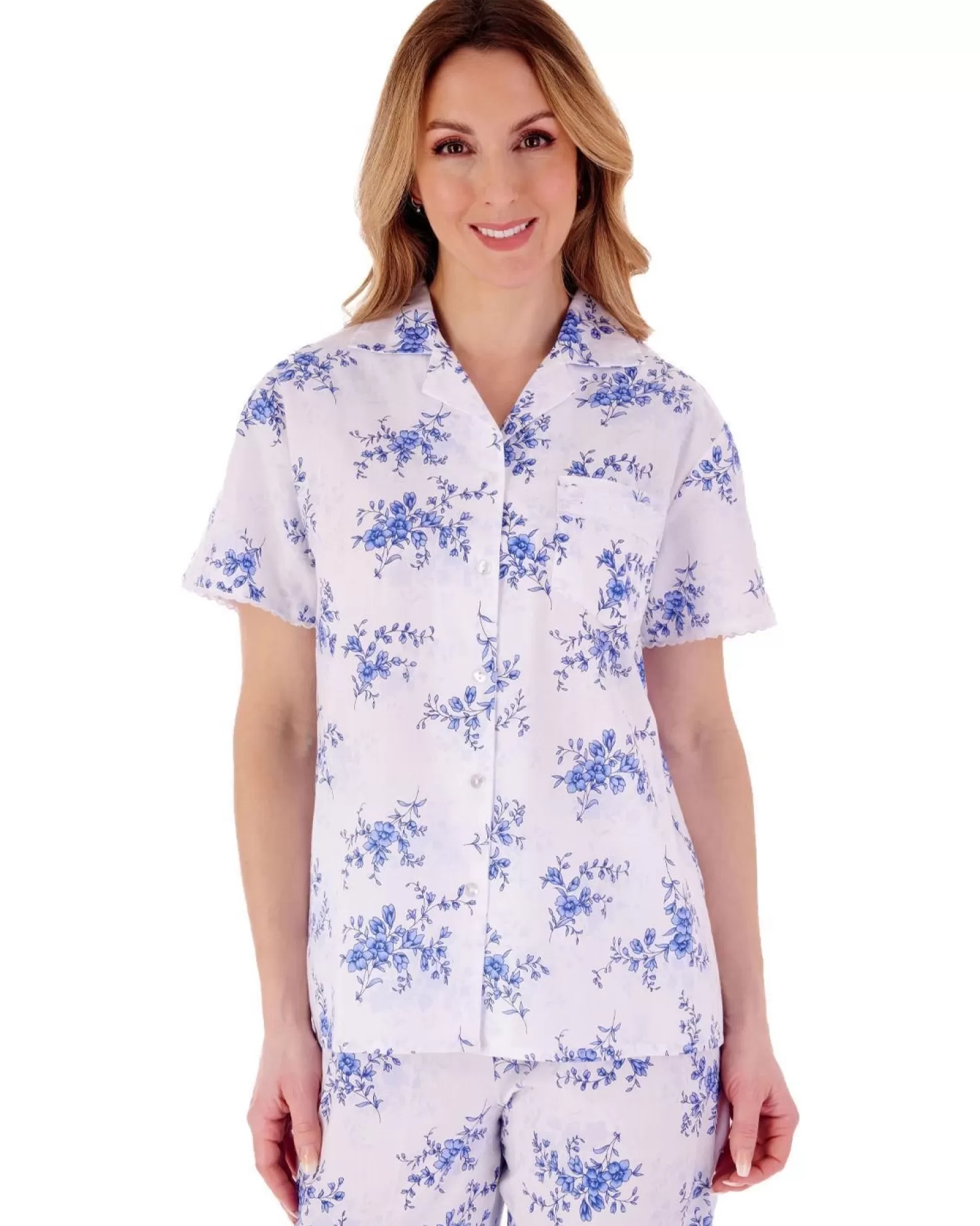 Slenderella Pyjamas | Floral Woven Pyjamas - Blue