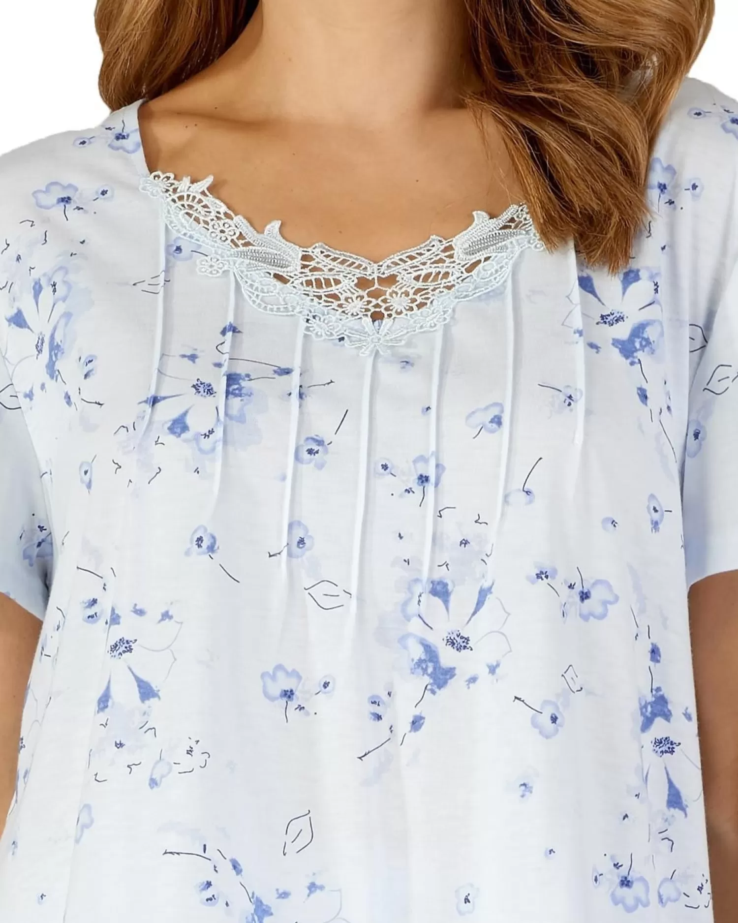 Slenderella Pyjamas | Large Pastel Print Tailored Pyjamas - Blue