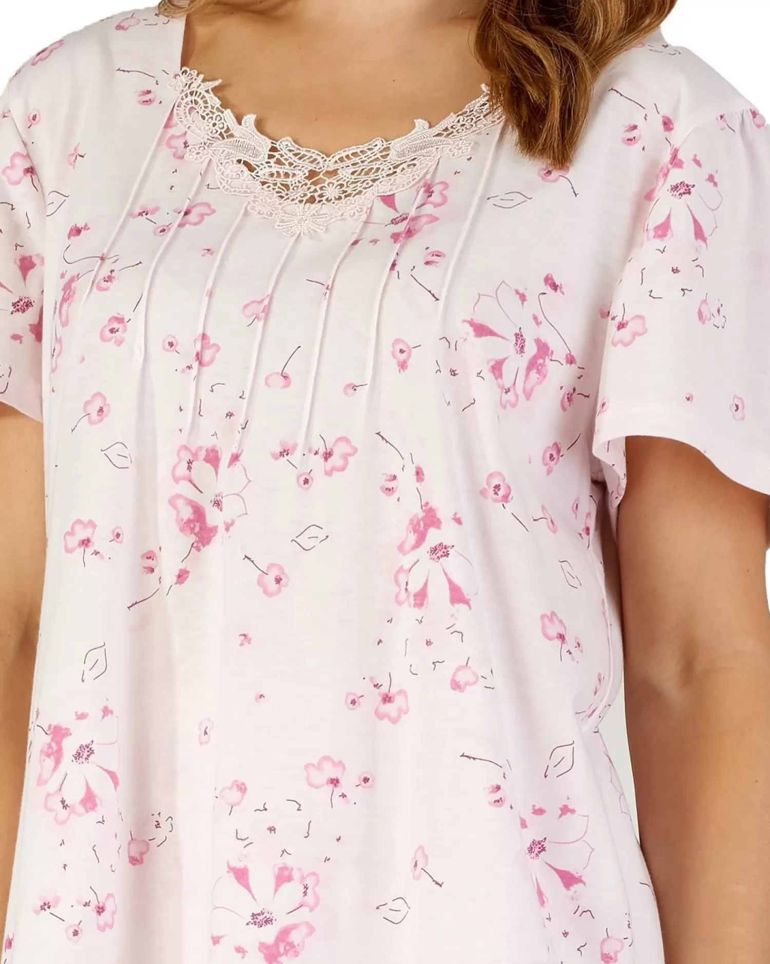Slenderella Pyjamas | Large Pastel Print Tailored Pyjamas - Pink