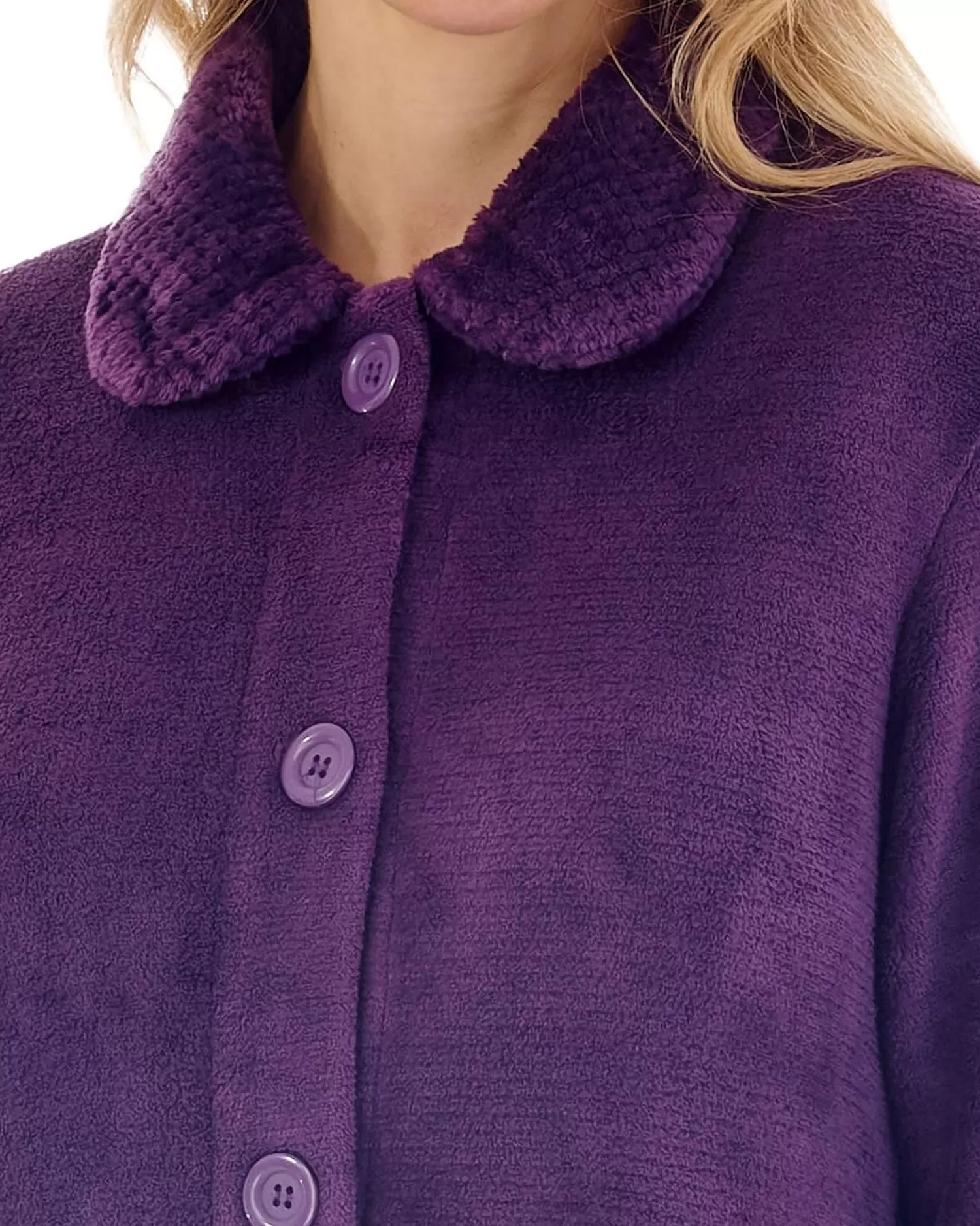 Slenderella Dressing Gowns | Mini Waffle Button Dressing Gown - Plum