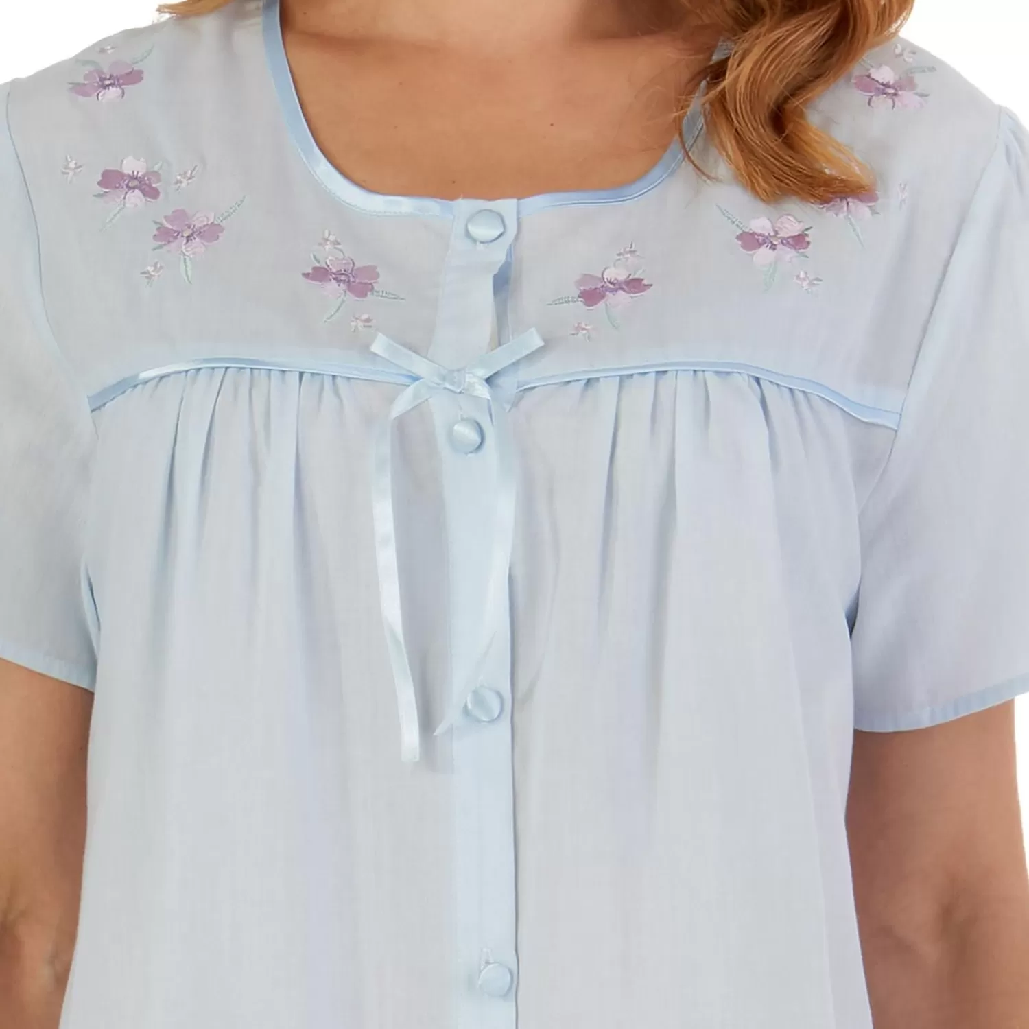 Slenderella Nighties | Polycotton Button Nightdress - Blue