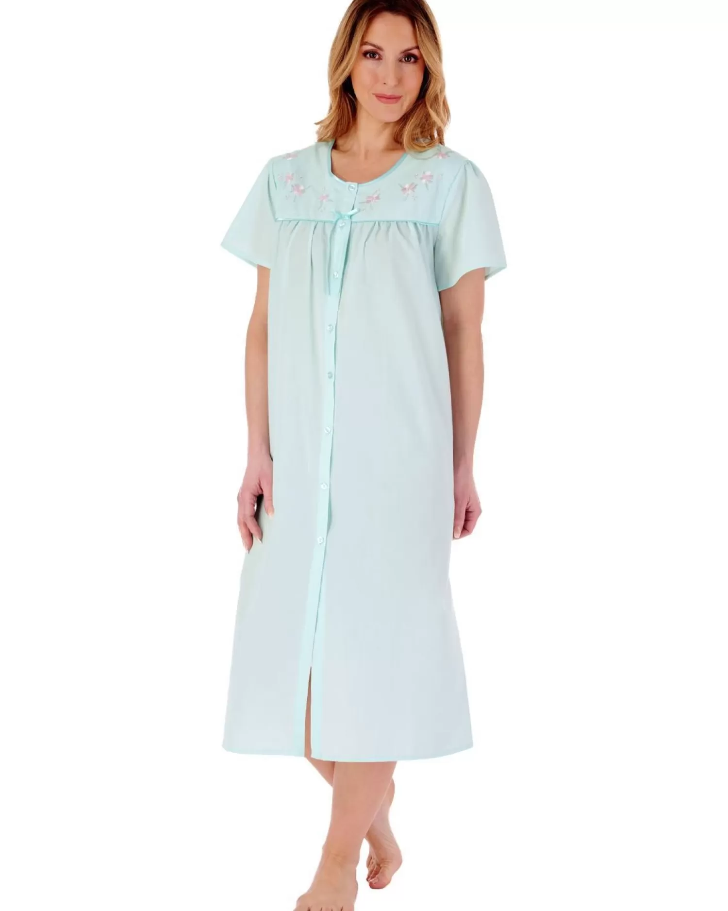 Slenderella Nighties | Polycotton Button Nightdress - Mint