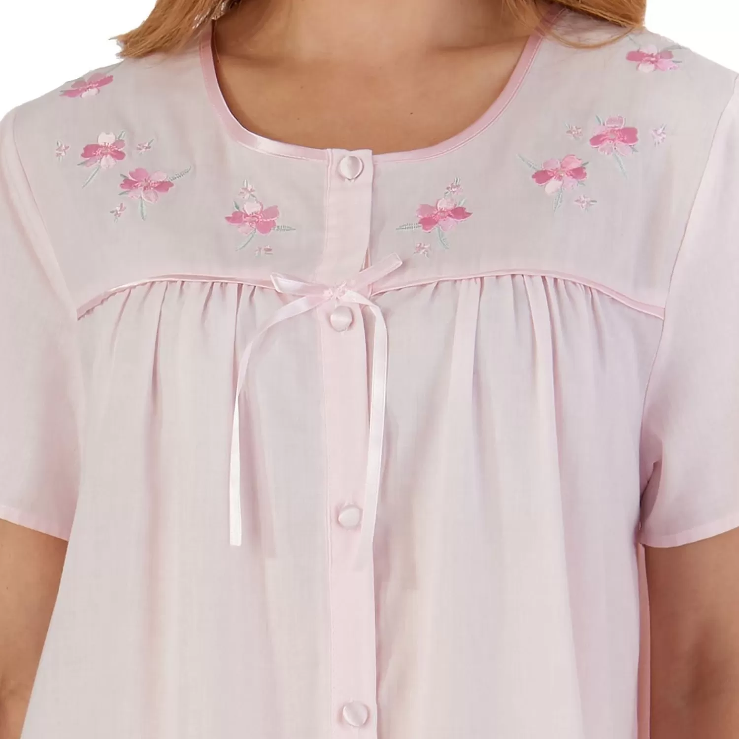 Slenderella Nighties | Polycotton Button Nightdress - Pink