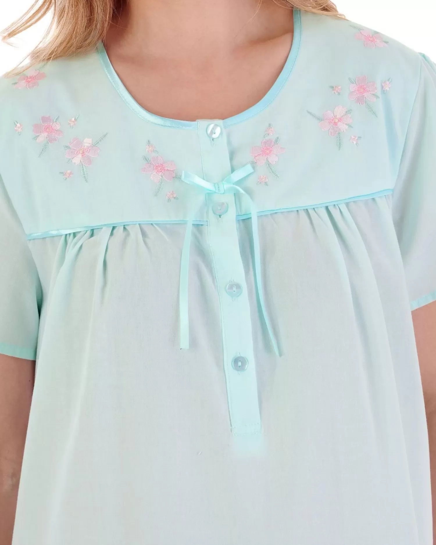 Slenderella Nighties | Polycotton Short Sleeve Nightdress - Mint