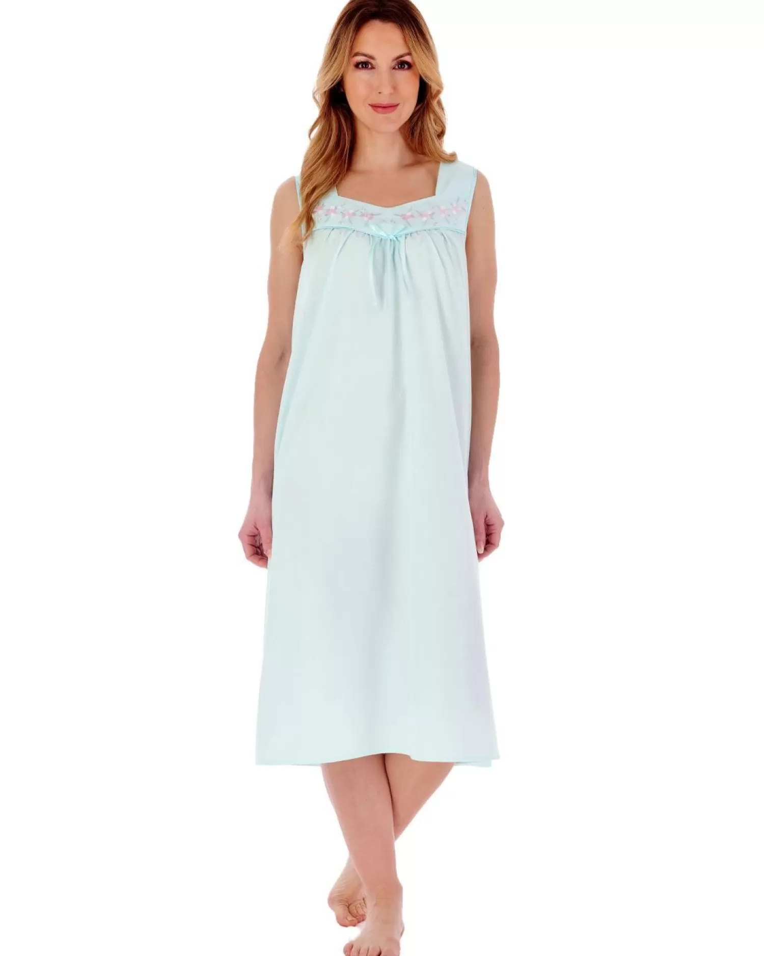 Slenderella Nighties | Polycotton Sleeveless Nightdress - Mint