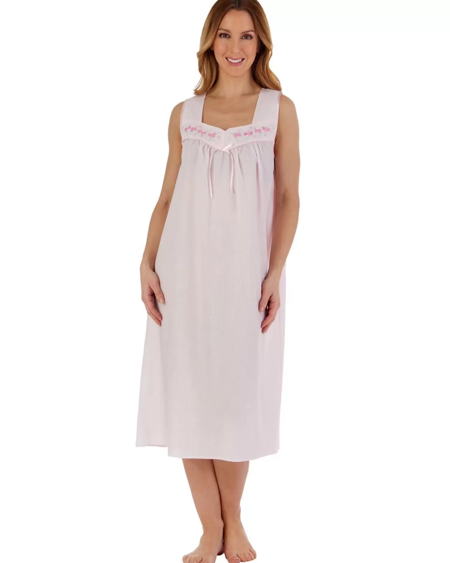 Slenderella Nighties | Polycotton Sleeveless Nightdress - Pink