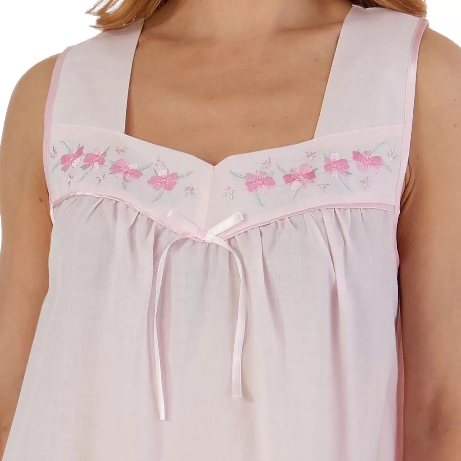 Slenderella Nighties | Polycotton Sleeveless Nightdress - Pink