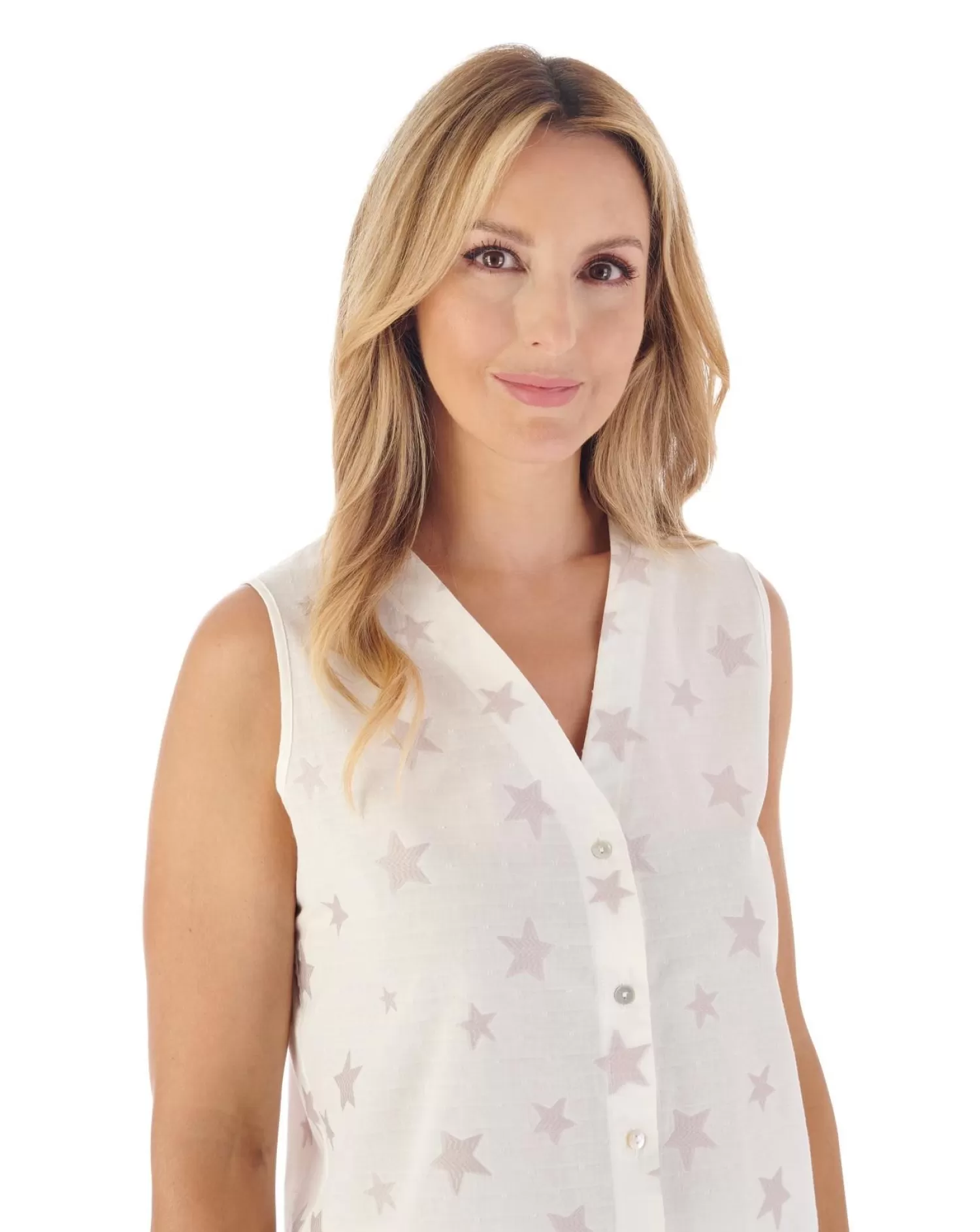 Slenderella Pyjamas | Star Print Long Button Pyjamas - Grey
