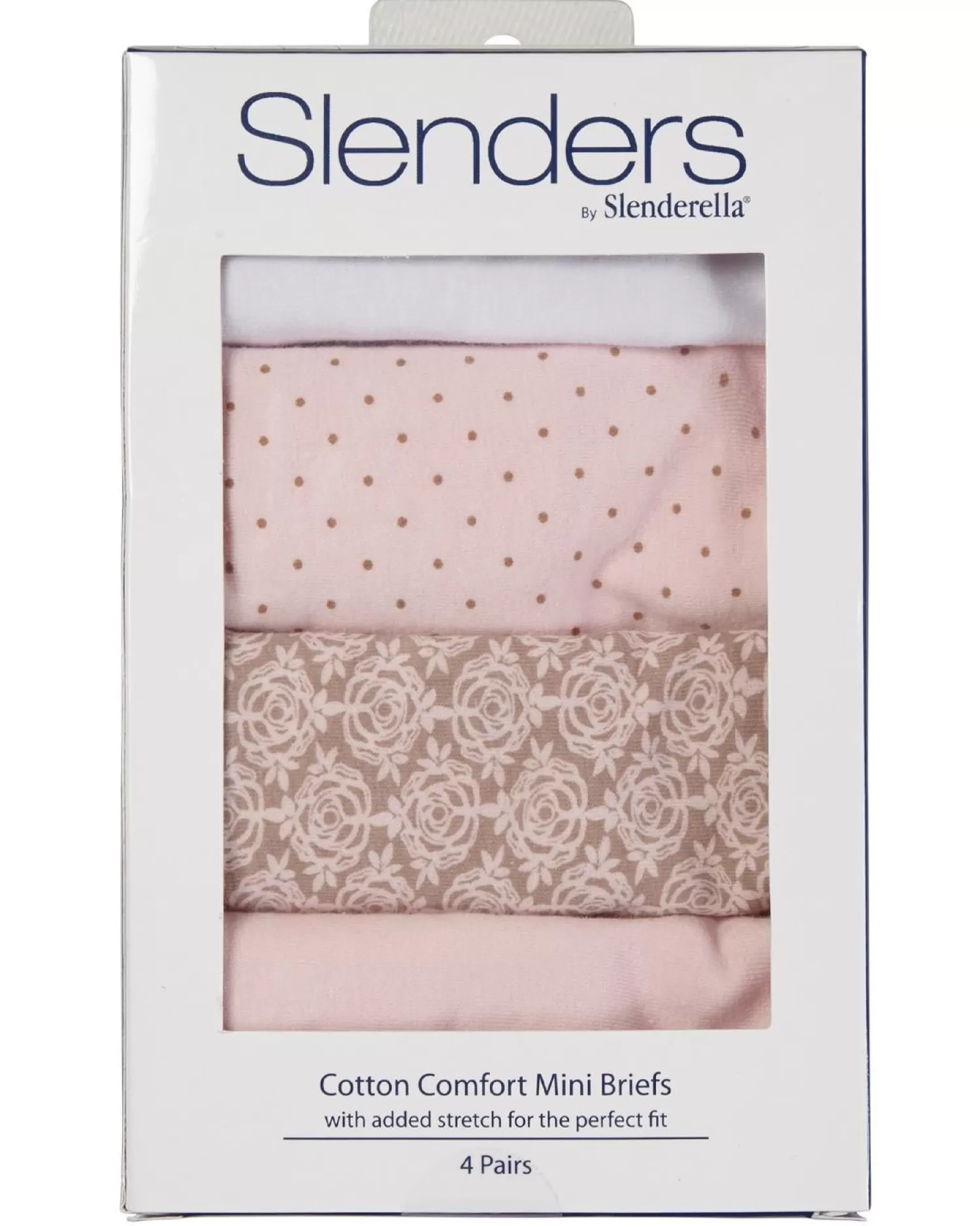 Slenderella Knickers | Slenders By 4 Pack Cotton Mini Brief - Pink