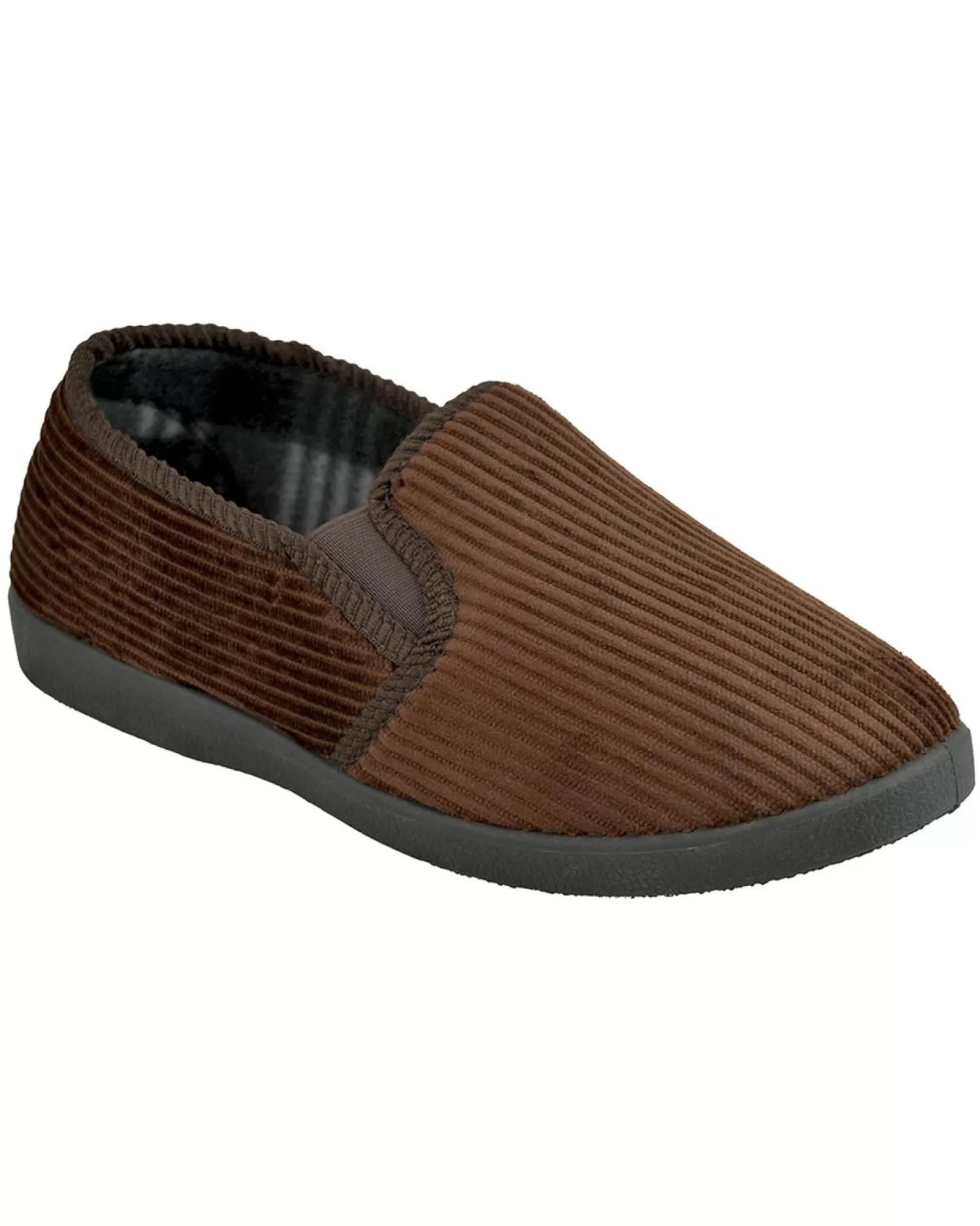 Men SlumberzzZ Cord Full Back Slippers - Brown