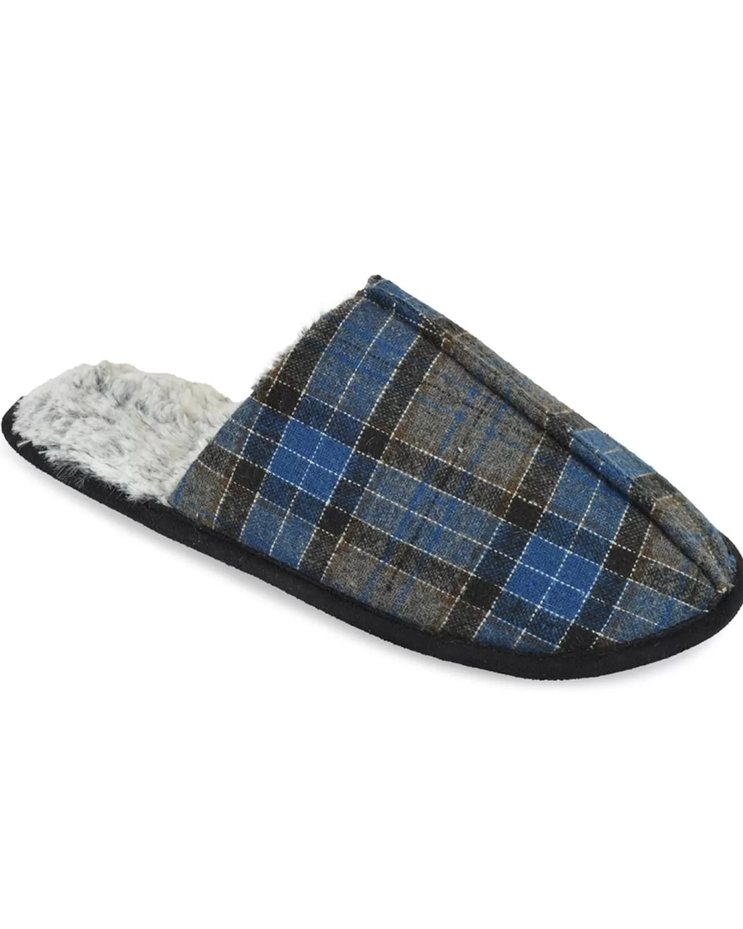 Men SlumberzzZ Faux Fur Lined Mule Slippers - Blue