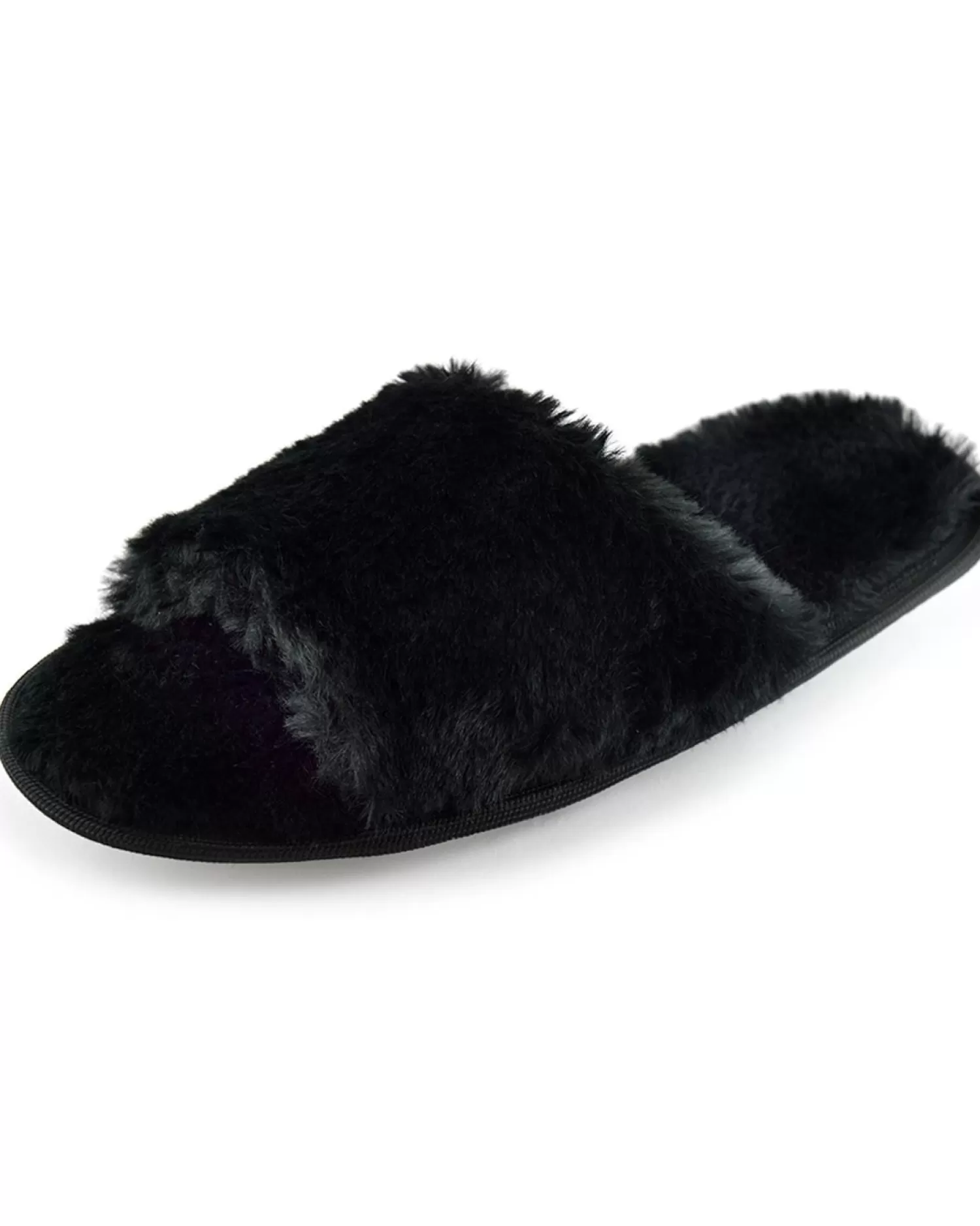 SlumberzzZ Slippers | Fluffy Open Toe Slippers - Black