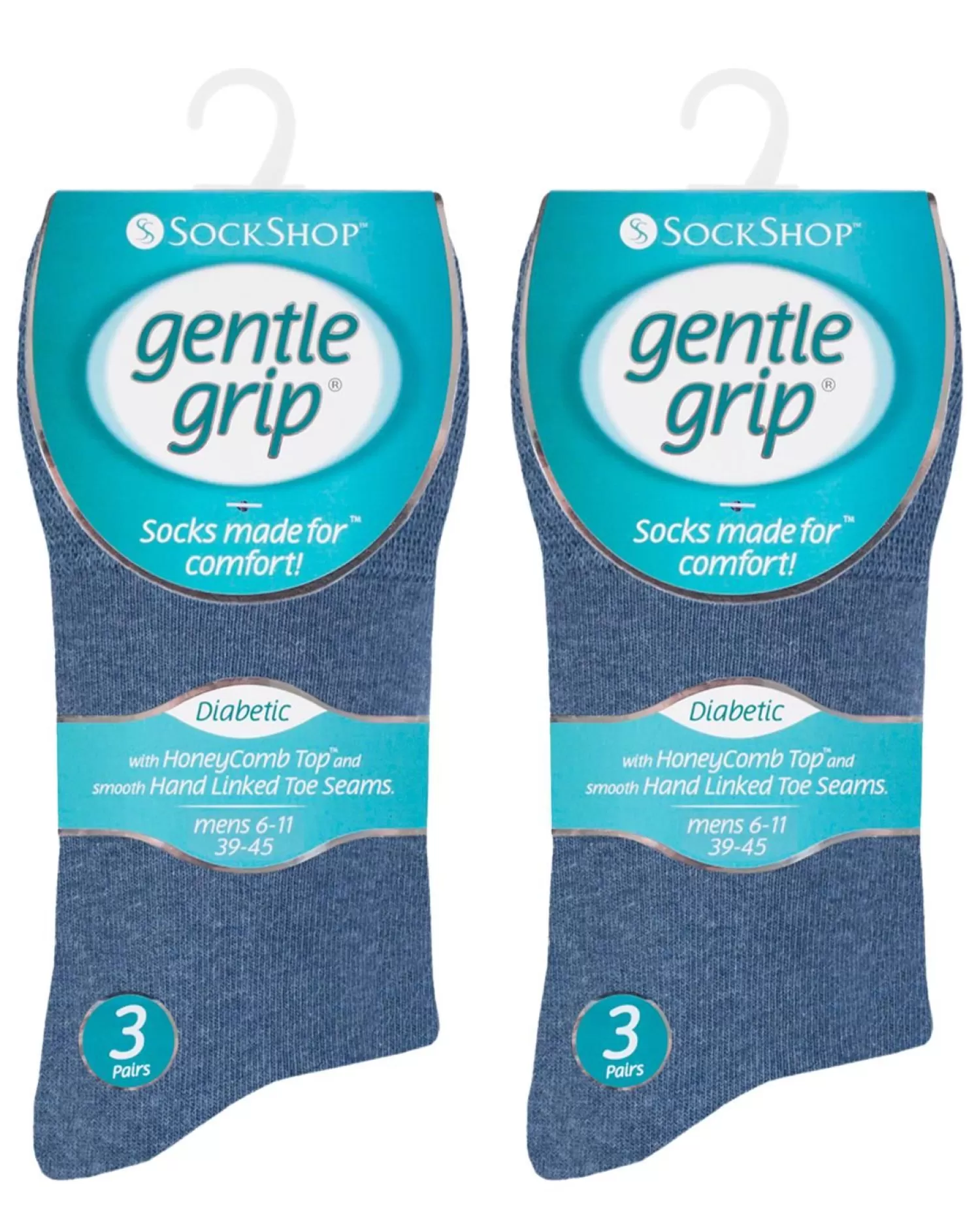 Men SockShop 6 Pairs Mens Gentle Grip Diabetic Socks - Blue