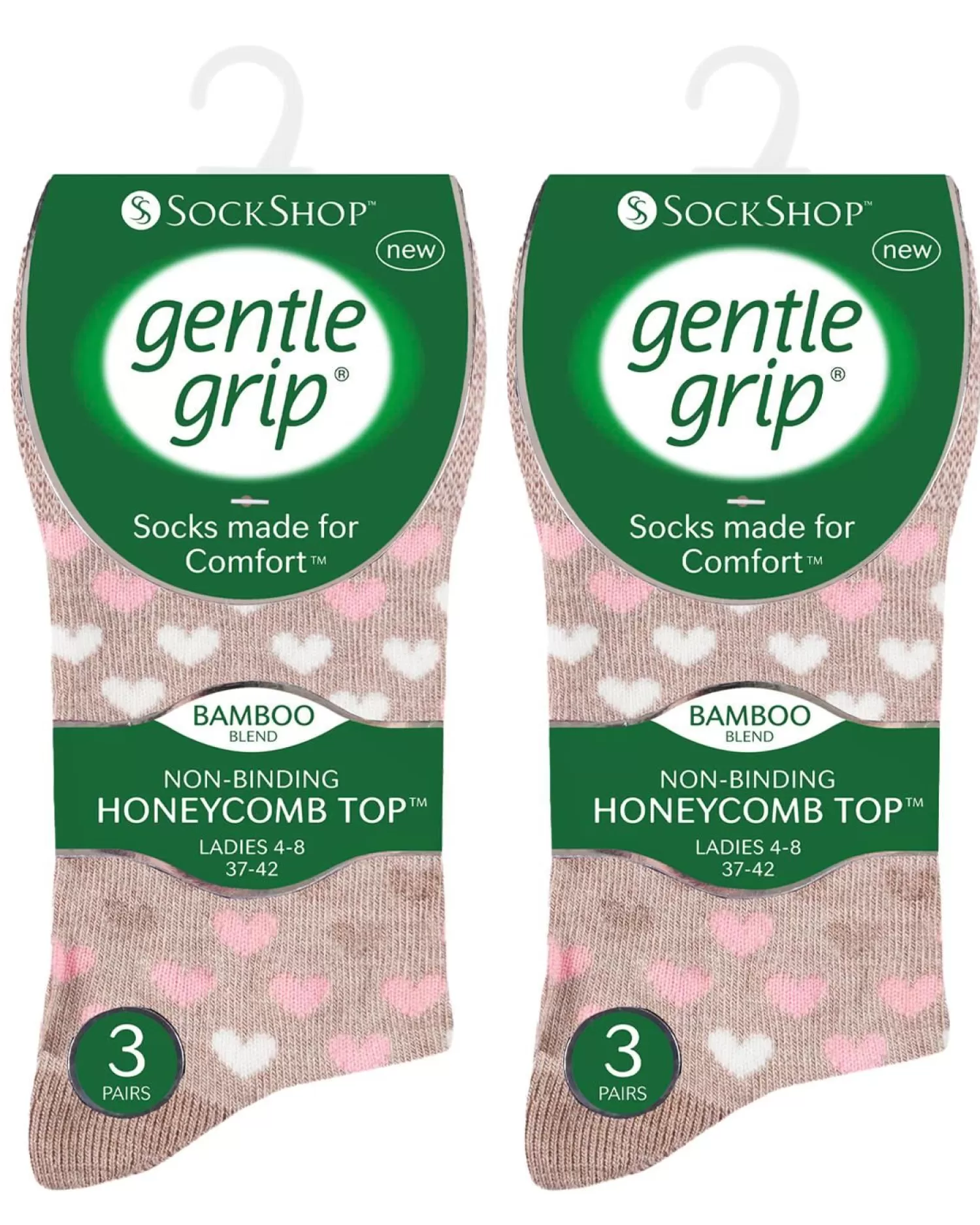 SockShop Socks | 6 Pairs Womens Gentle Grip Bamboo Socks - Neutral
