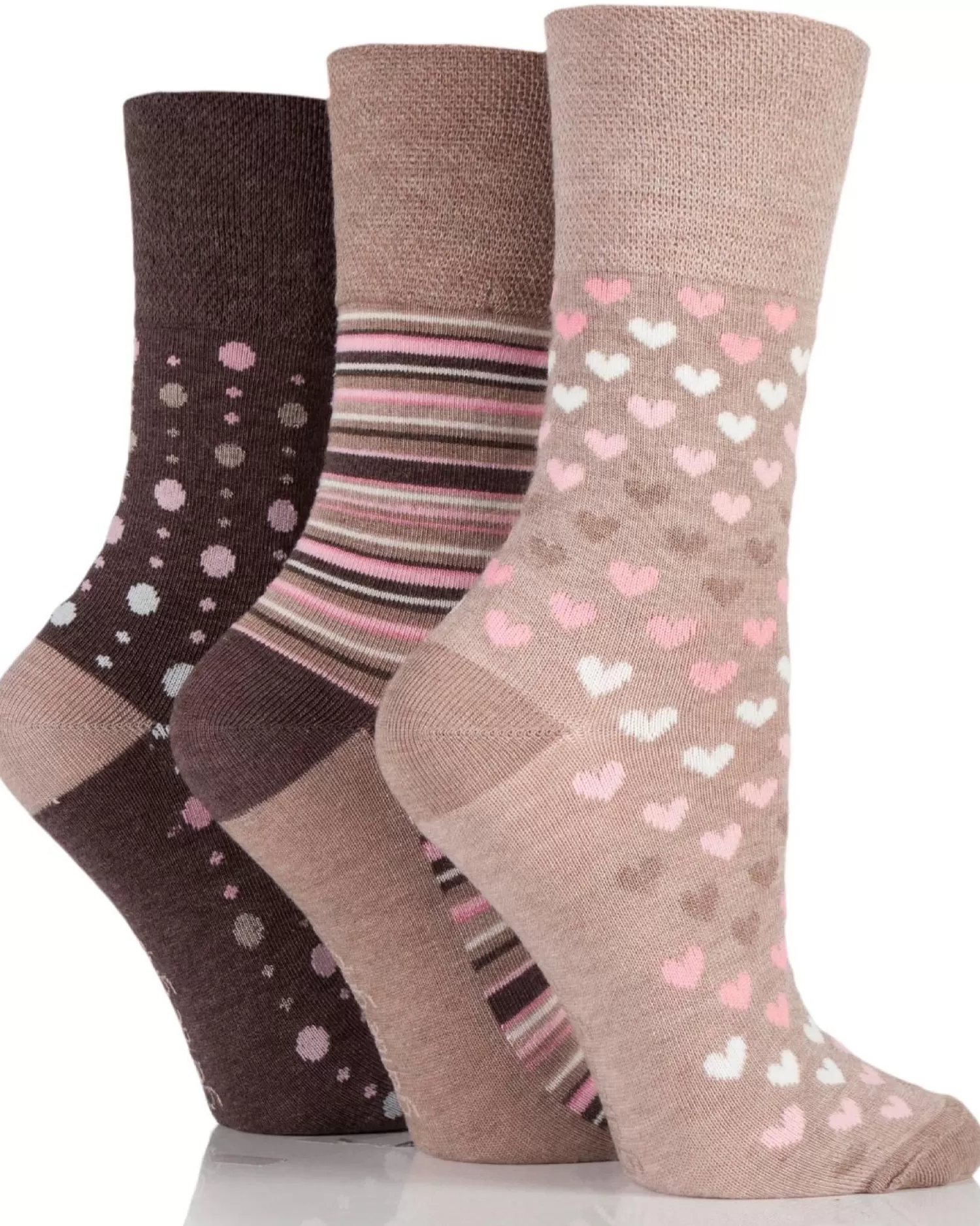 SockShop Socks | 6 Pairs Womens Gentle Grip Bamboo Socks - Neutral