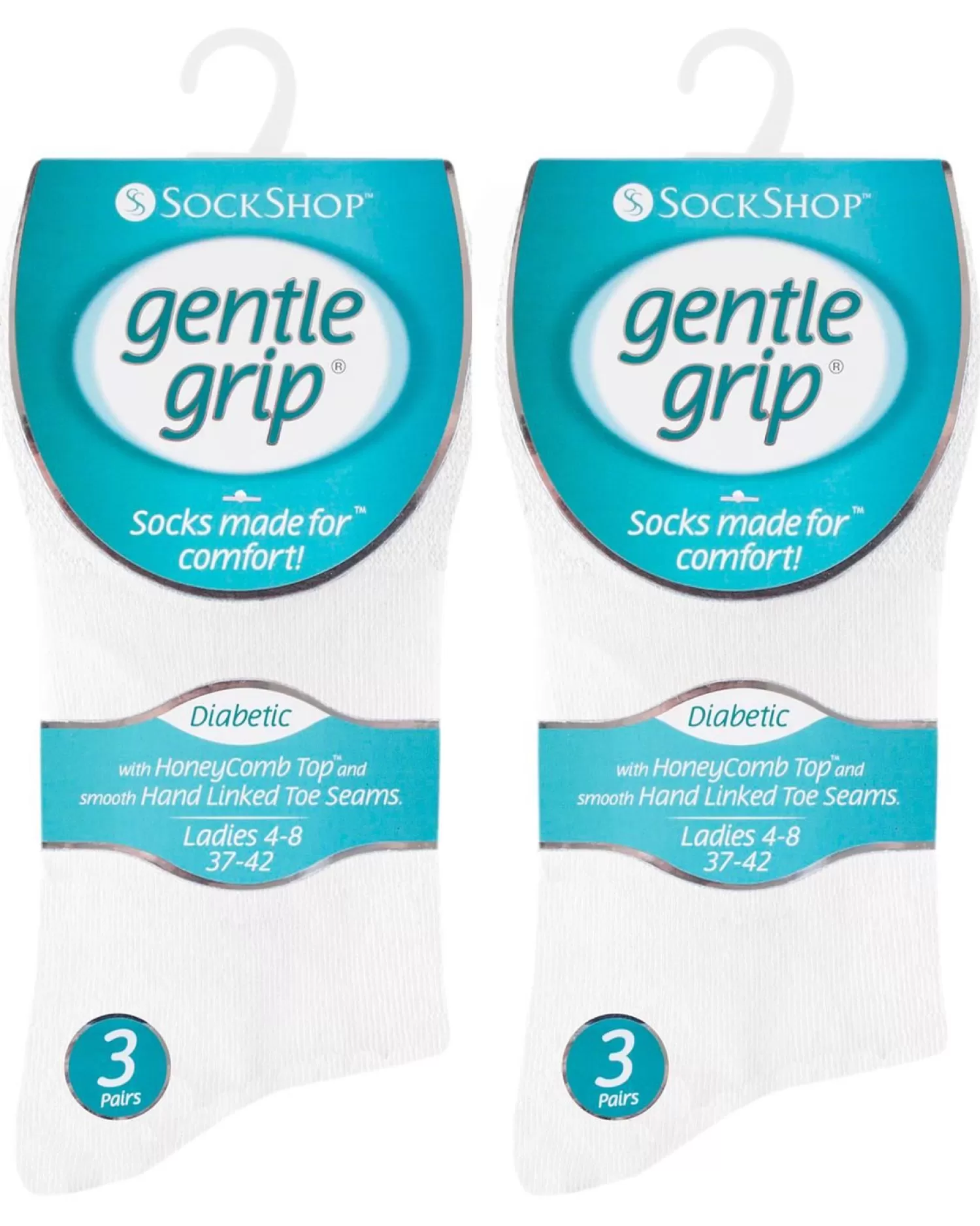 SockShop Socks | 6 Pairs Womens Gentle Grip Diabetic Socks - White
