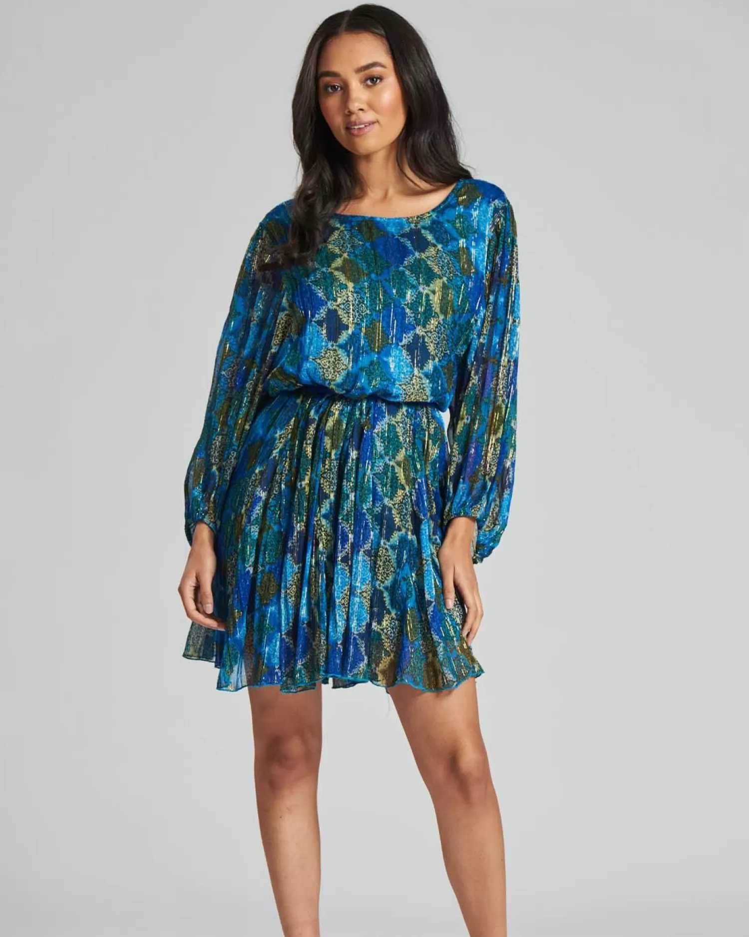 South Beach Dresses | Blue Metallic Mini Dress
