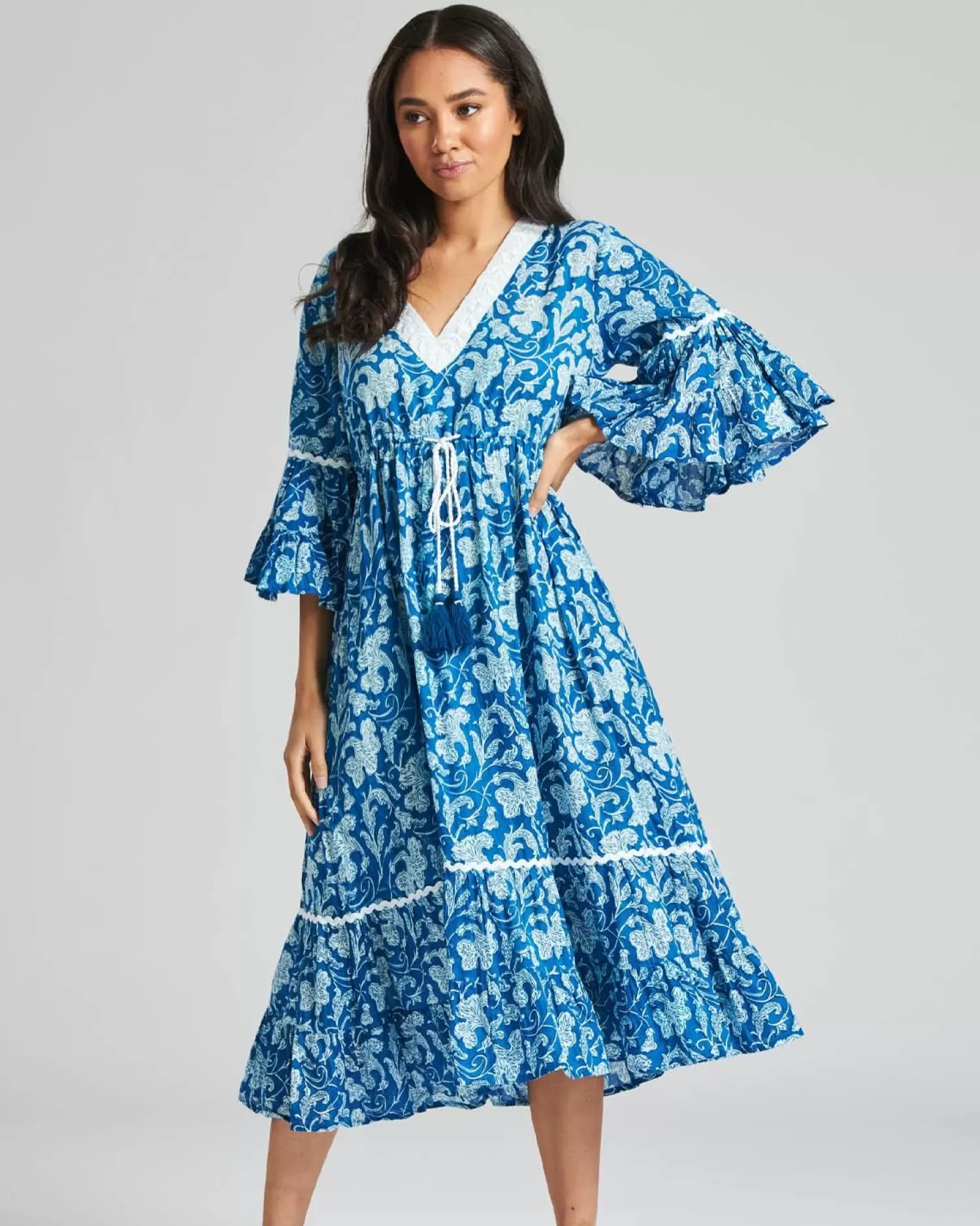 South Beach Dresses | Blue Paisley Print Summer Dress