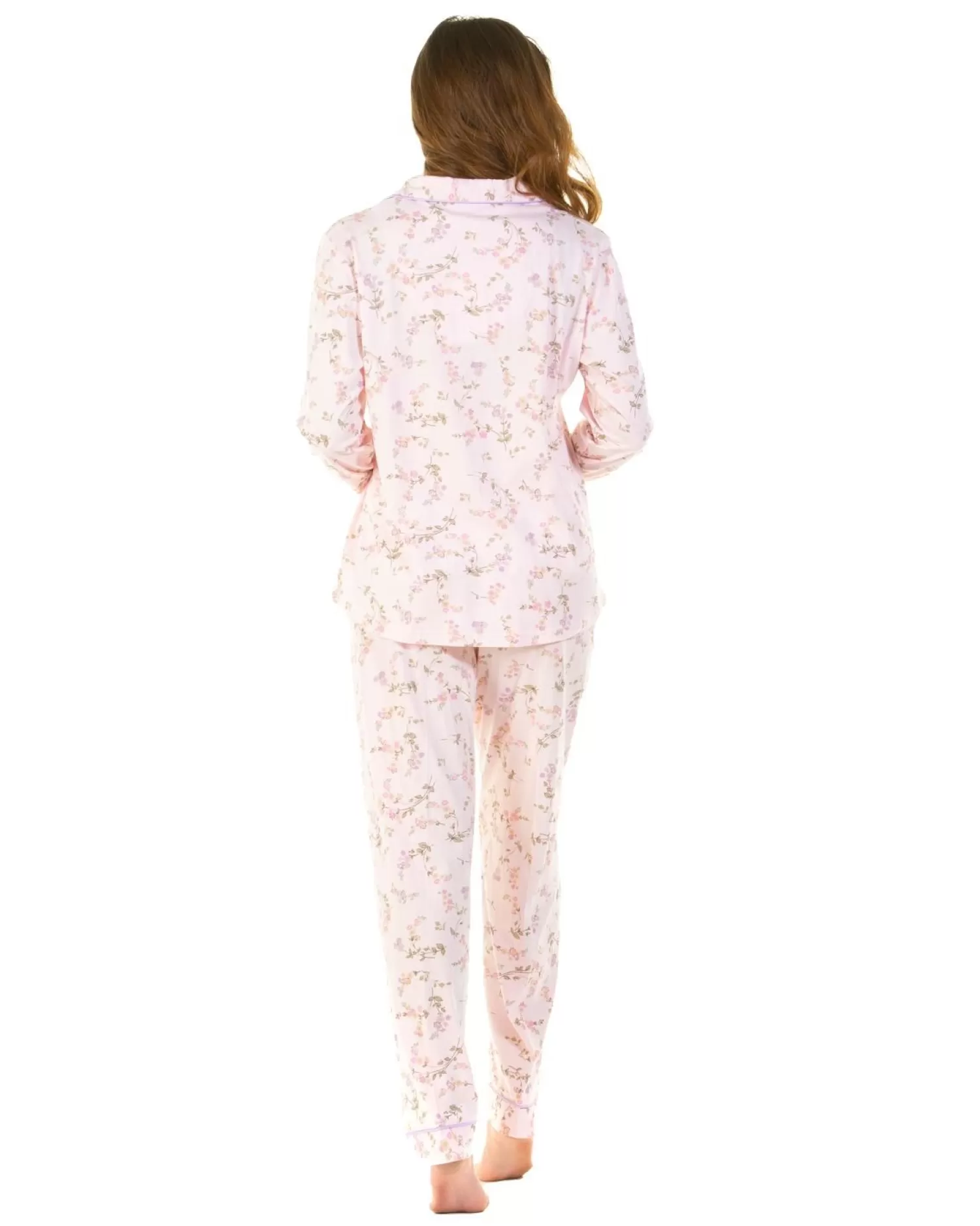 Sue Marks Pyjamas | Flower Spray Button Pyjamas - Pink