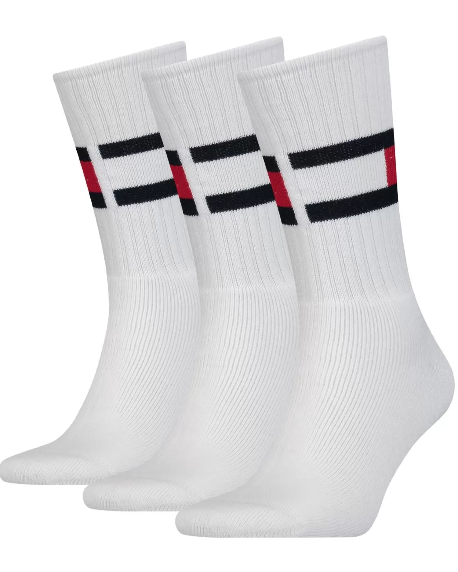 Men Tommy Hilfiger 3 Pack Flag Crew Socks - White