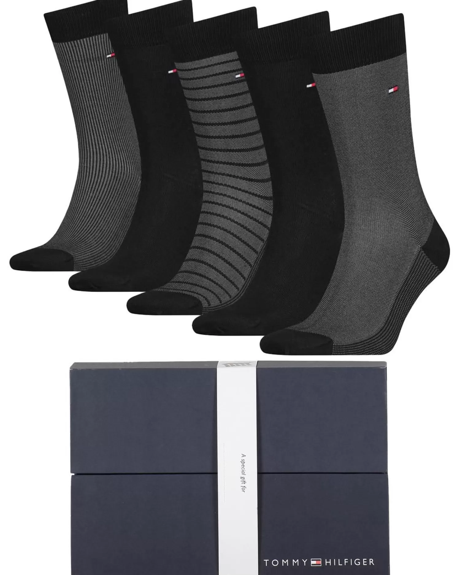 Men Tommy Hilfiger 5 Pairs Mens Socks Gift Set - Black Mix
