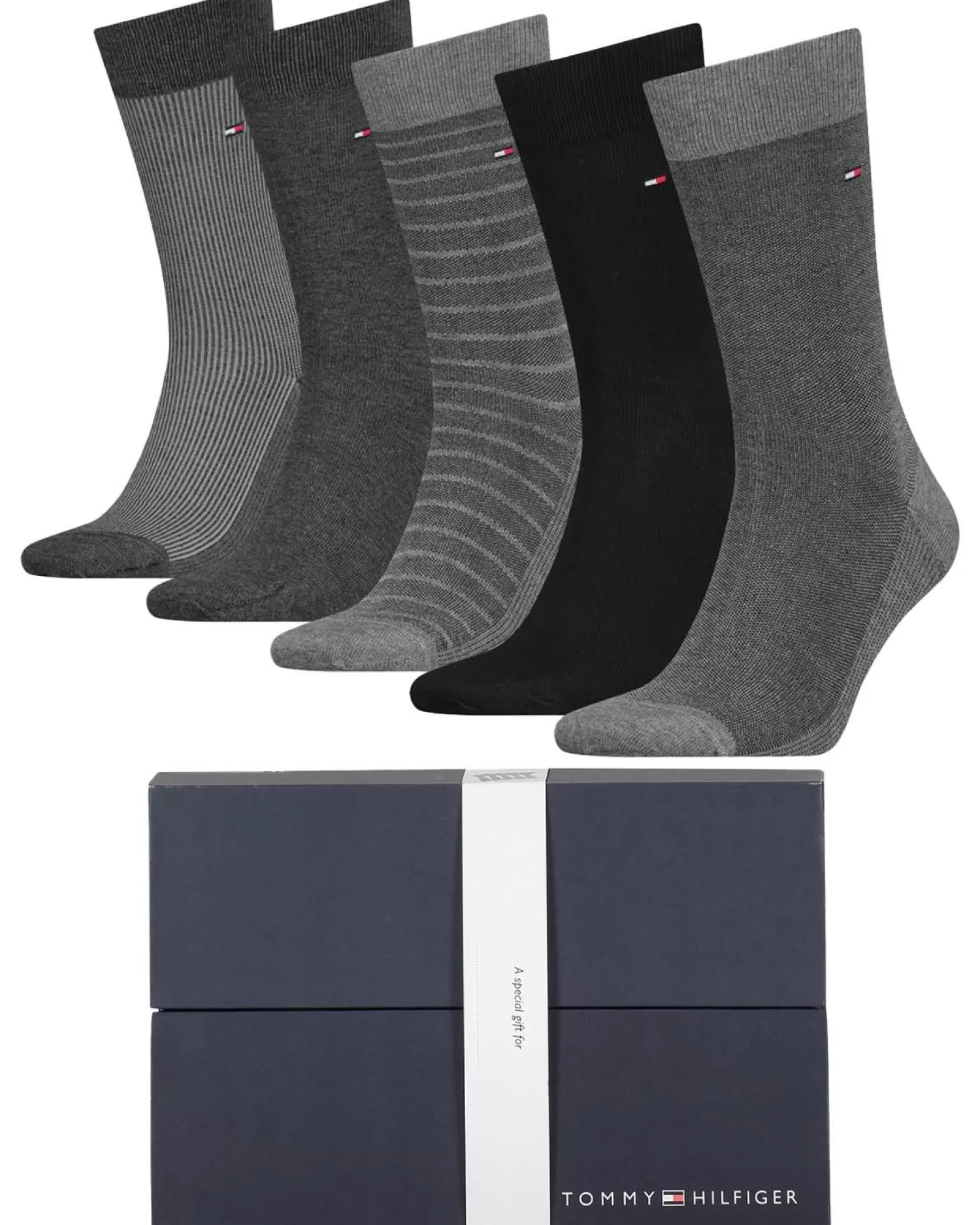 Men Tommy Hilfiger 5 Pairs Mens Socks Gift Set - Grey Melange