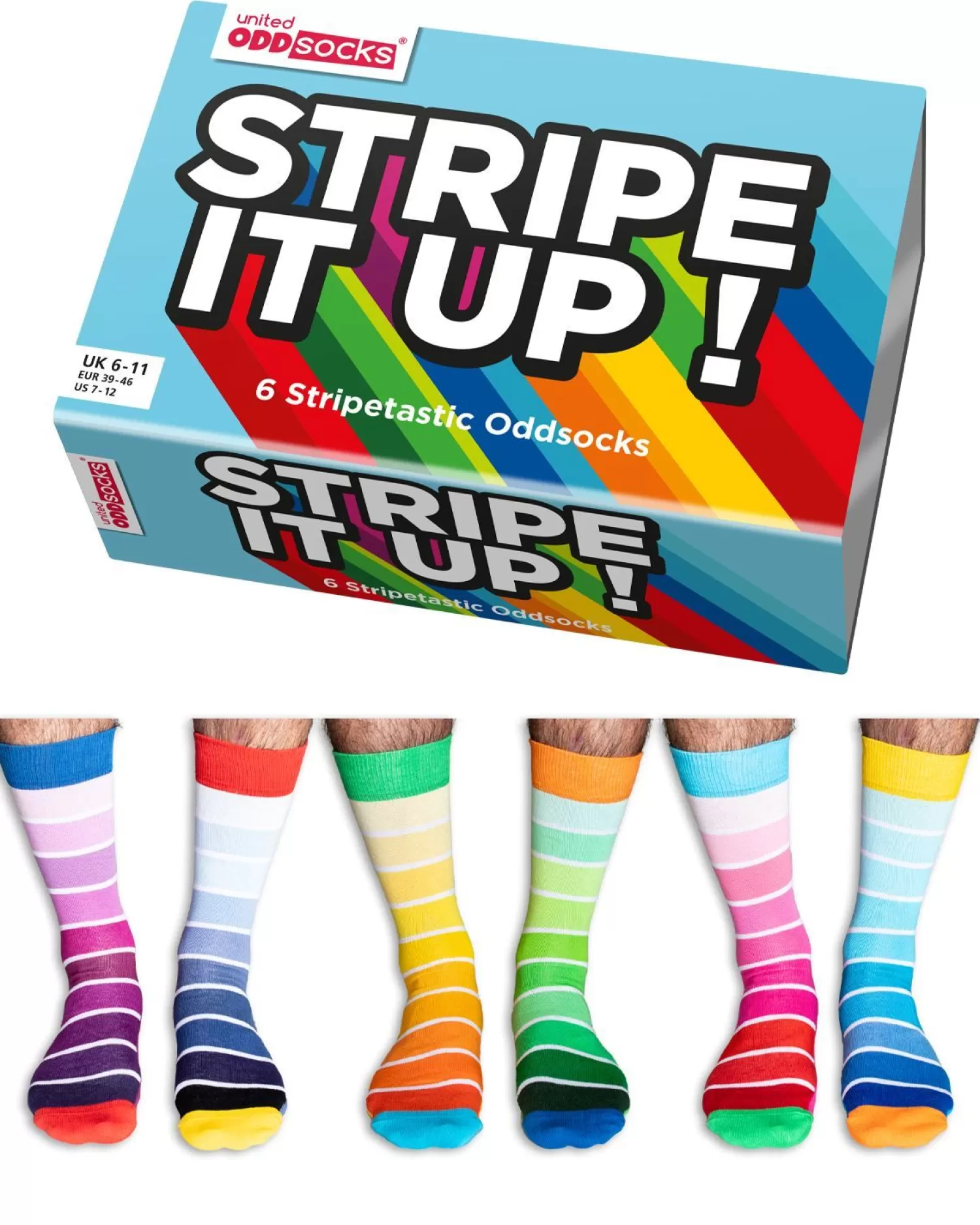 Men United Oddsocks Stripe It Up! Socks Gift Box