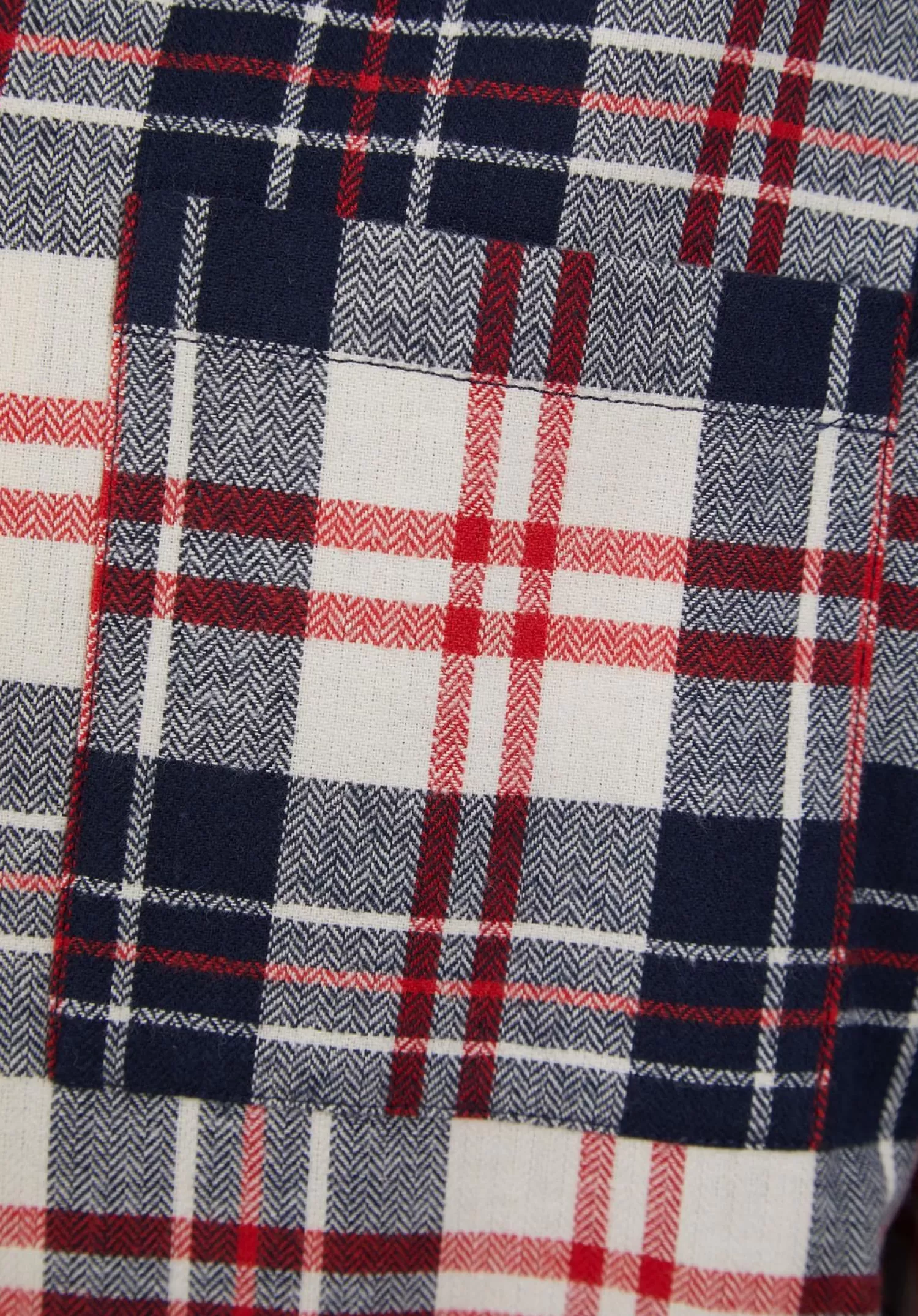Men Walker Reid Brushed Cotton Check Nightshirt - Red