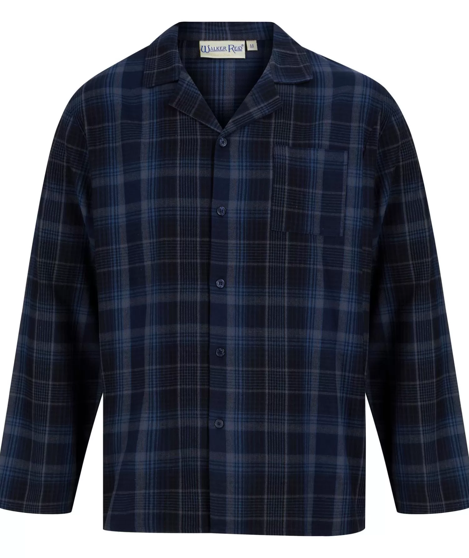 Men Walker Reid Brushed Cotton Check Tailored Pyjamas - Navy