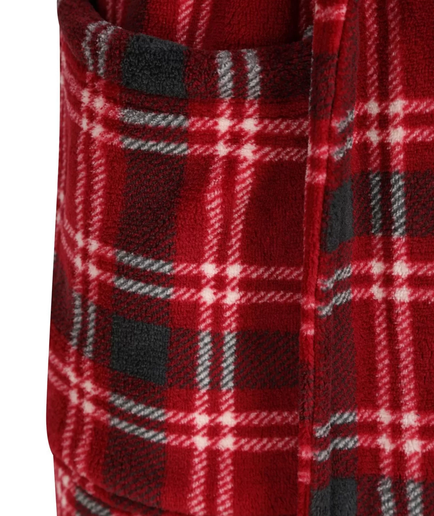 Men Walker Reid Check Coral Fleece Robe - Red