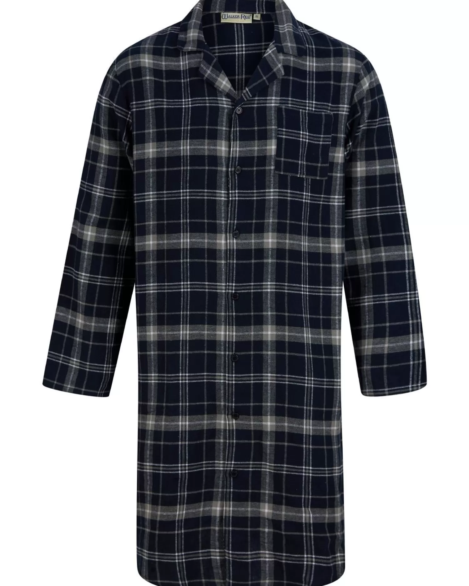 Men Walker Reid Cotton Check Button Through Nightshirt