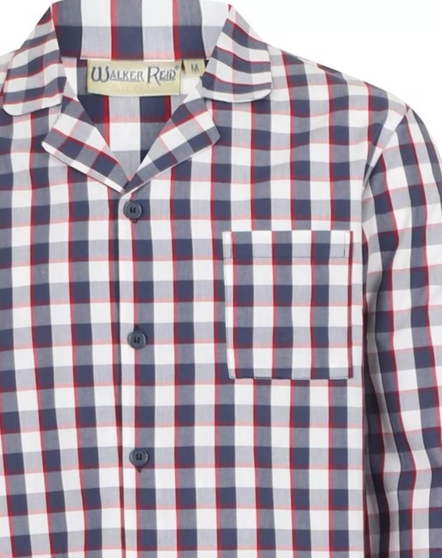 Men Walker Reid Cotton Check Tailored Pyjamas - Navy/Red