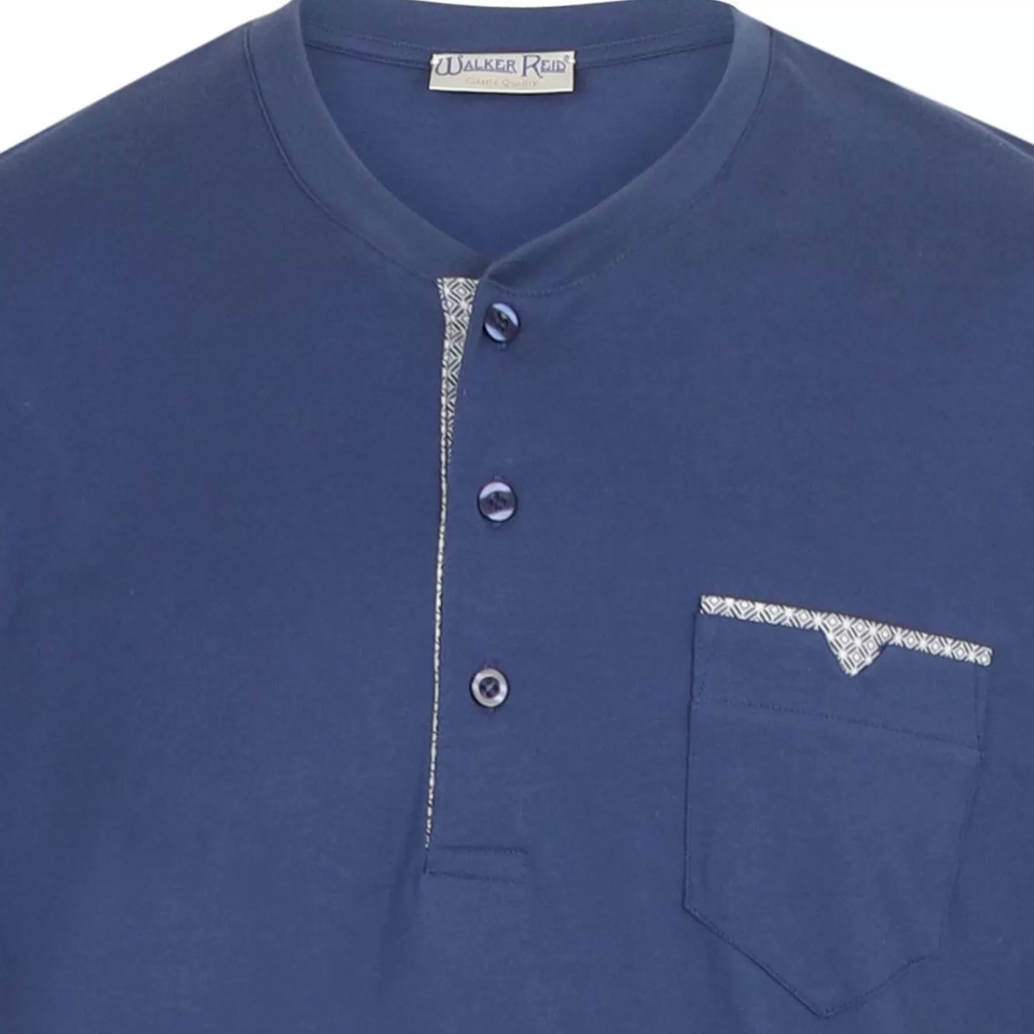 Men Walker Reid Cotton Geo Print Jersey Pyjamas - Blue