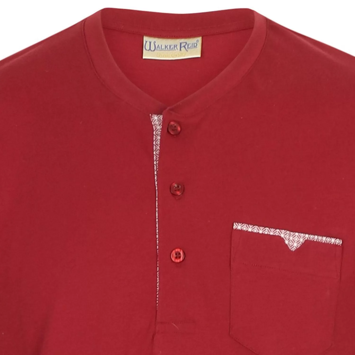 Men Walker Reid Cotton Geo Print Jersey Pyjamas - Red