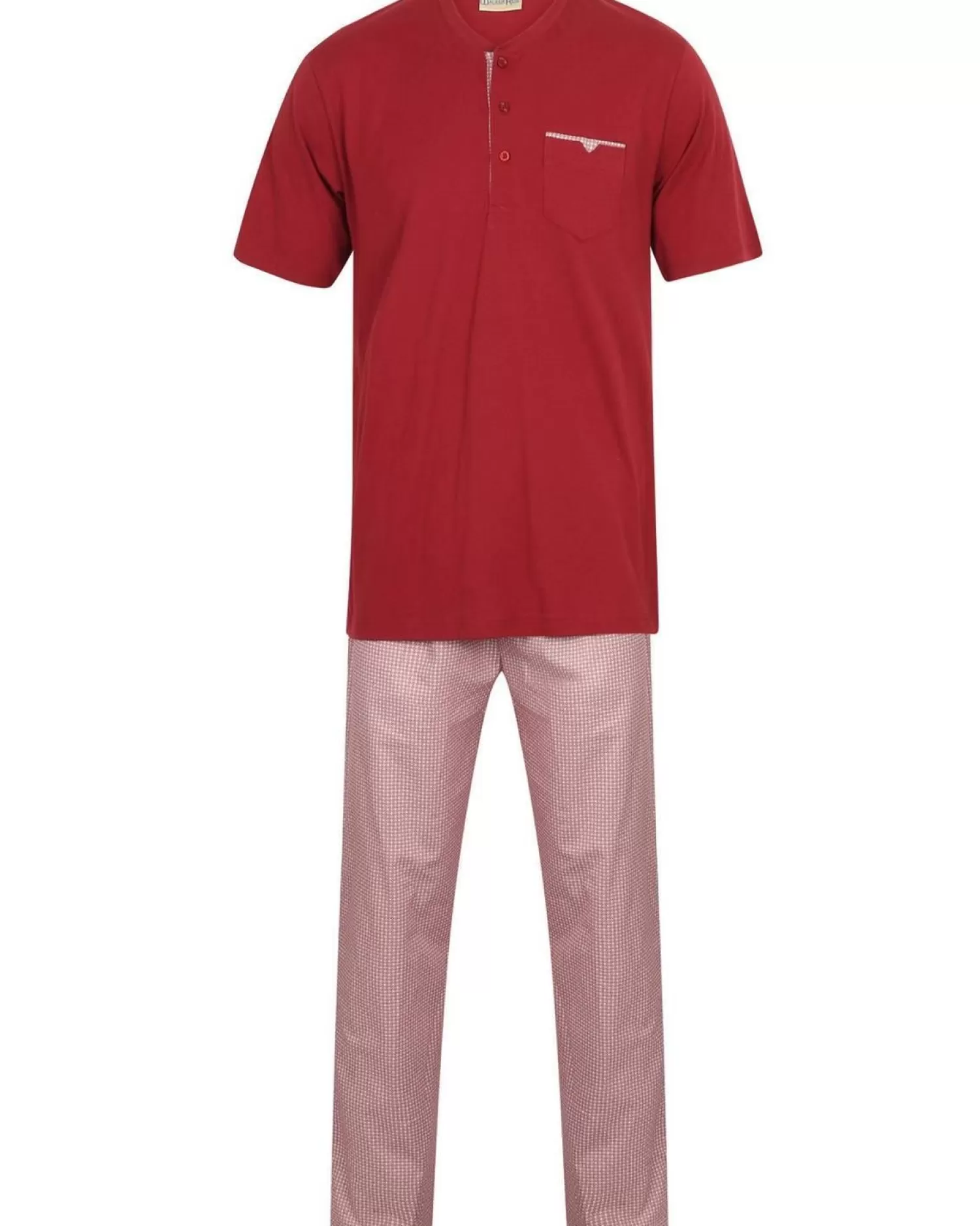 Men Walker Reid Cotton Geo Print Jersey Pyjamas - Red