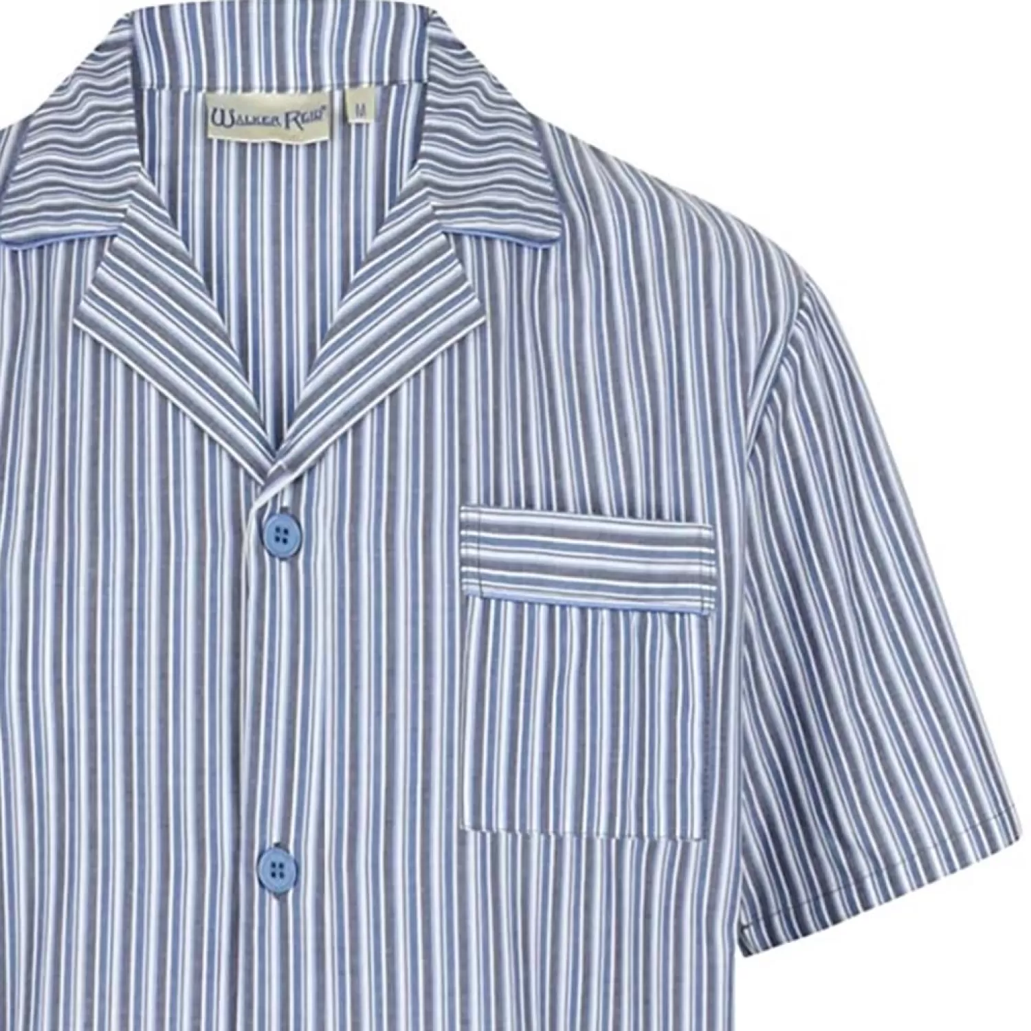 Men Walker Reid Cotton Stripe Pyjamas - Blue