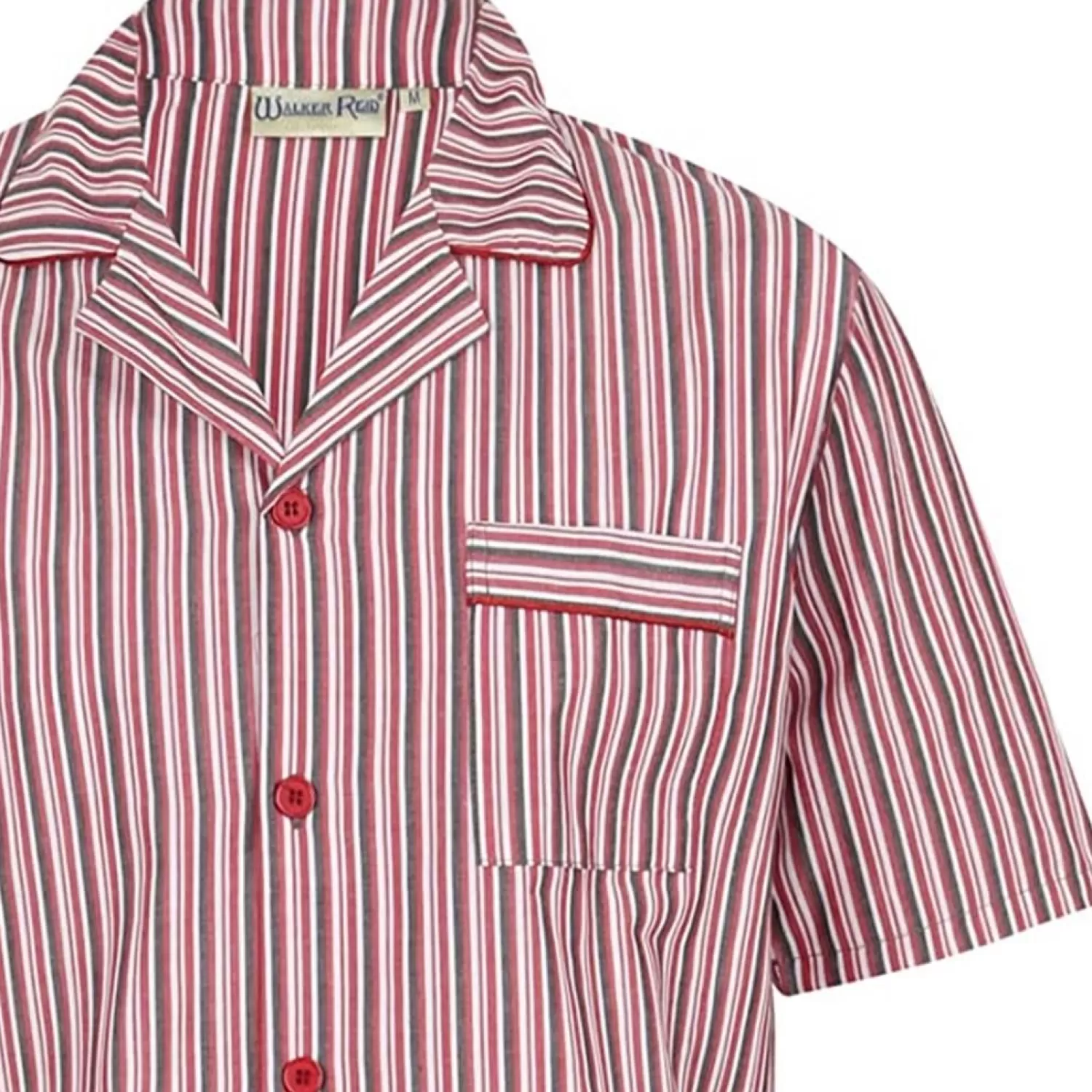 Men Walker Reid Cotton Stripe Pyjamas - Red