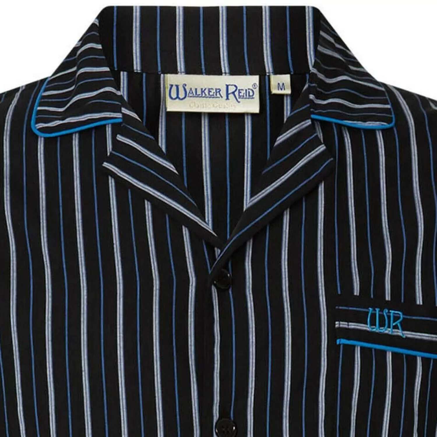 Men Walker Reid Cotton Stripe Tailored Pyjamas - Black