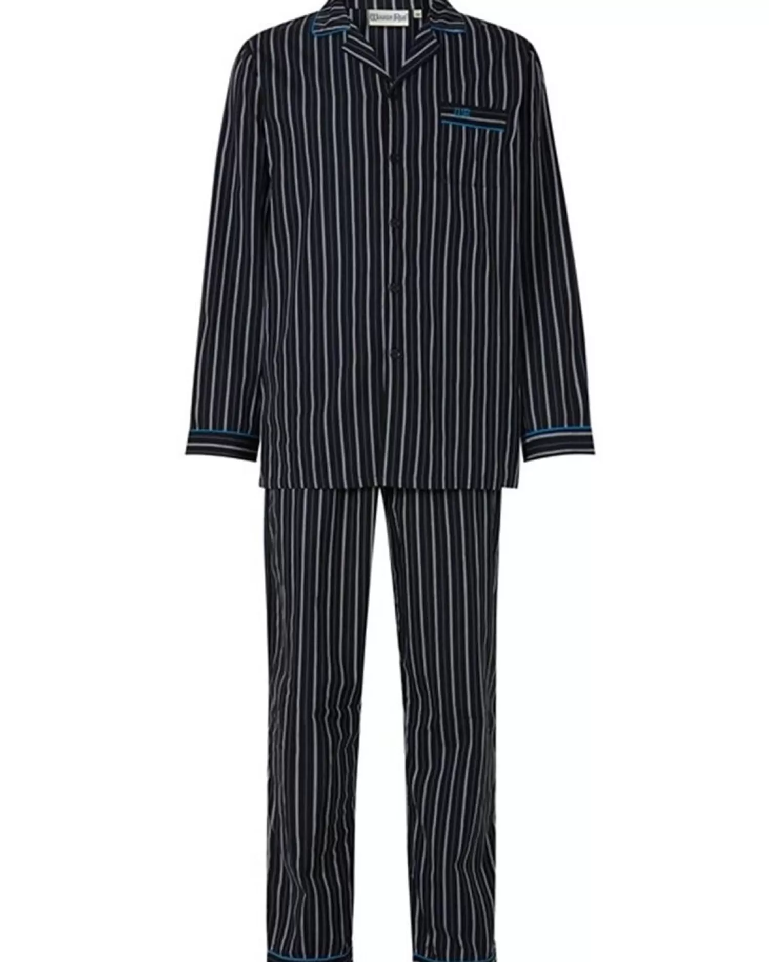 Men Walker Reid Cotton Stripe Tailored Pyjamas - Black