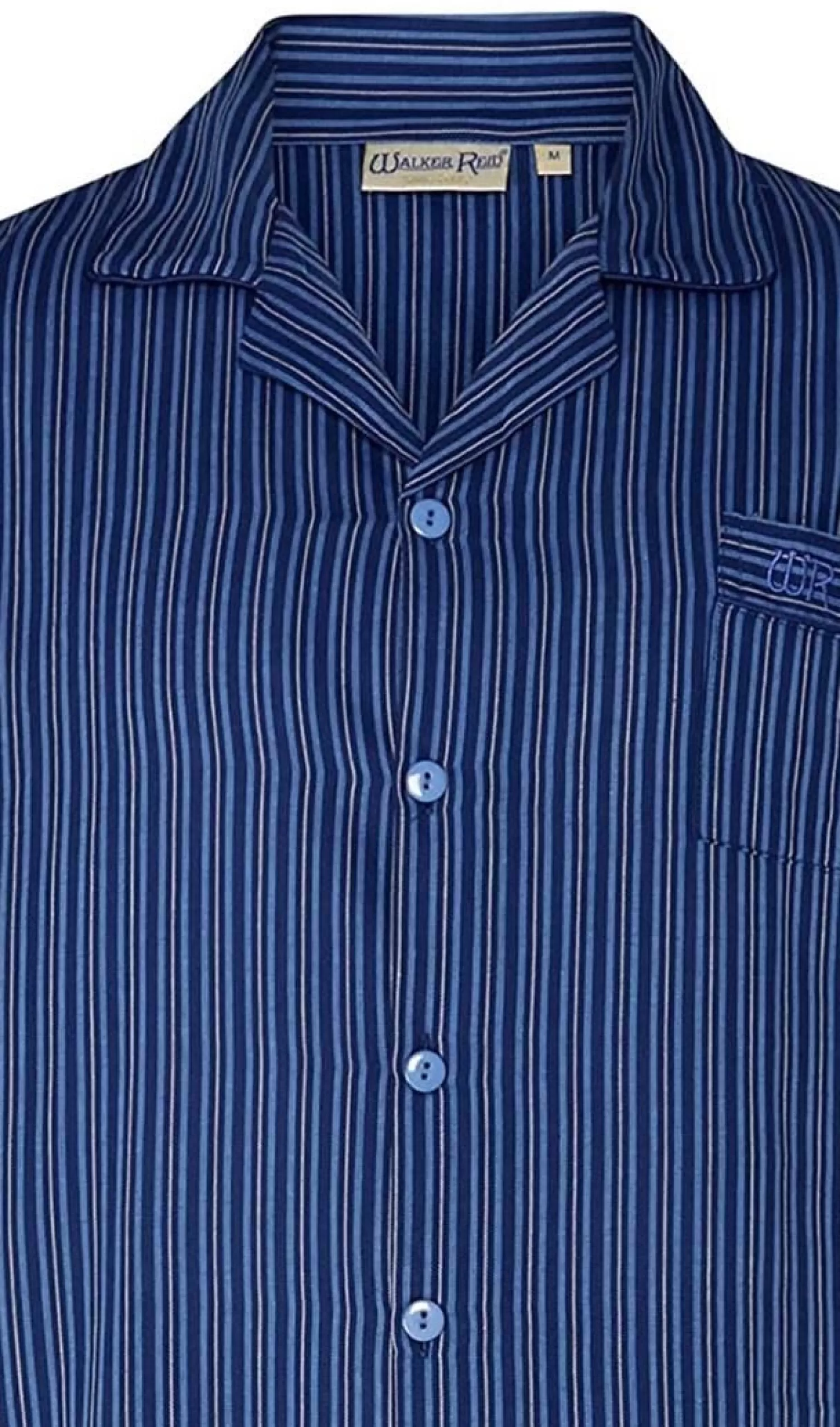 Men Walker Reid Cotton Stripe Tailored Pyjamas - Navy