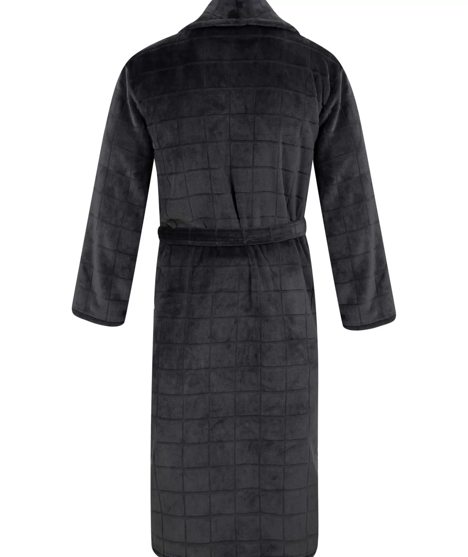Men Walker Reid Embossed Check Fleece Dressing Gown - Grey