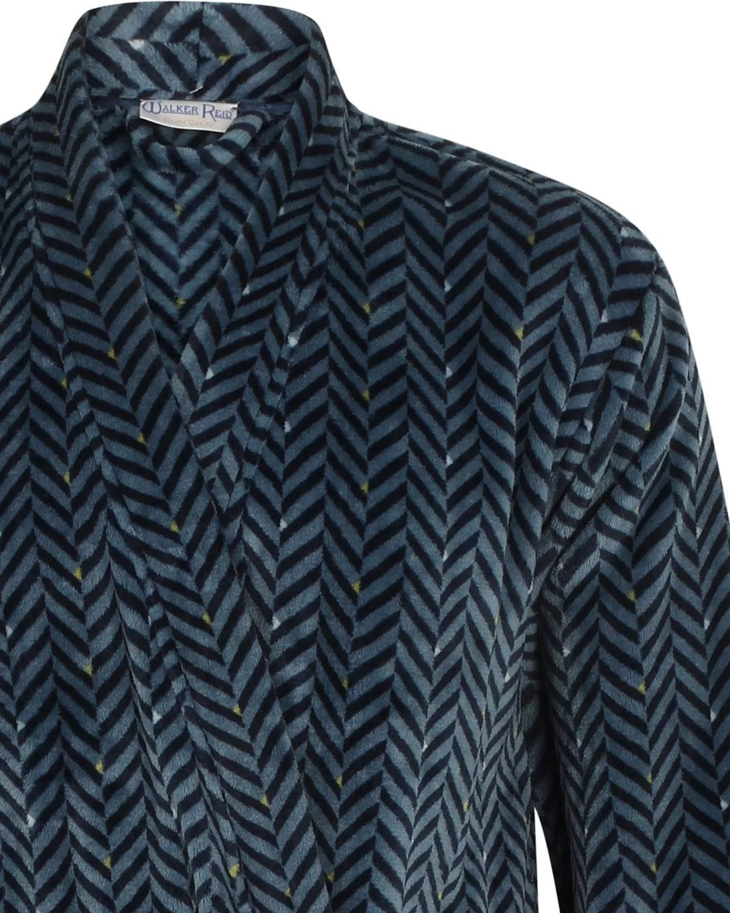 Men Walker Reid Herringbone Coral Fleece Robe - Navy