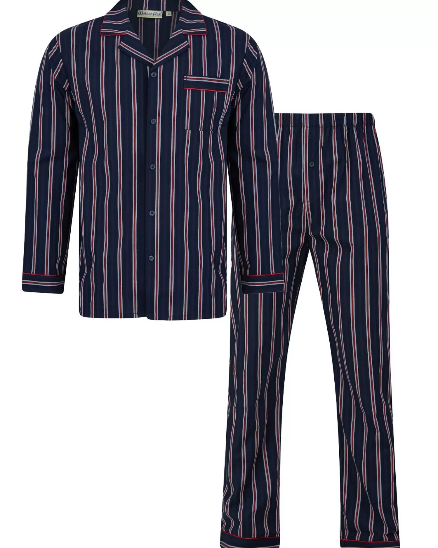 Men Walker Reid Woven Button Pyjamas - Navy